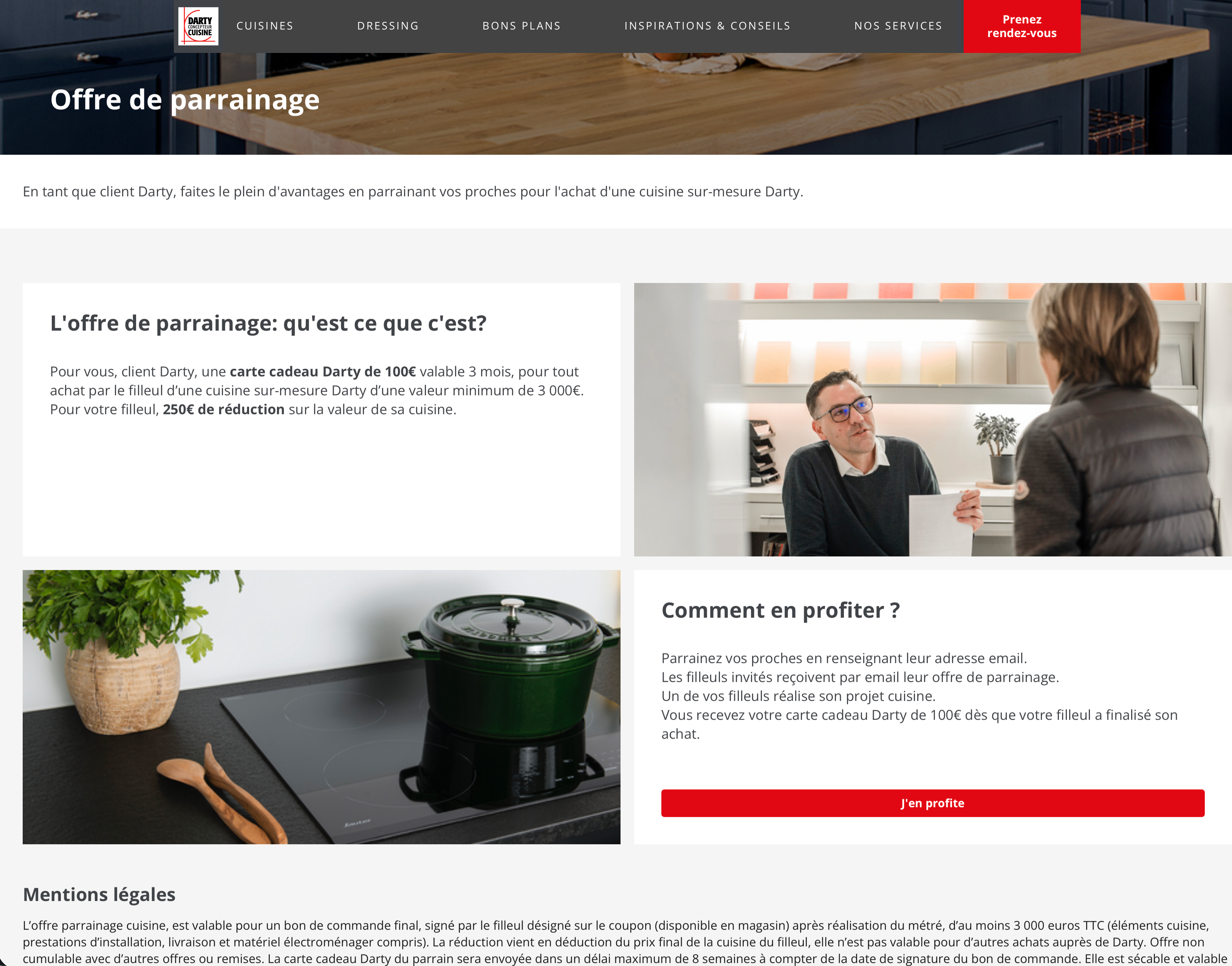 Capture d'écran 1 du programme de parrainage Darty Cuisines