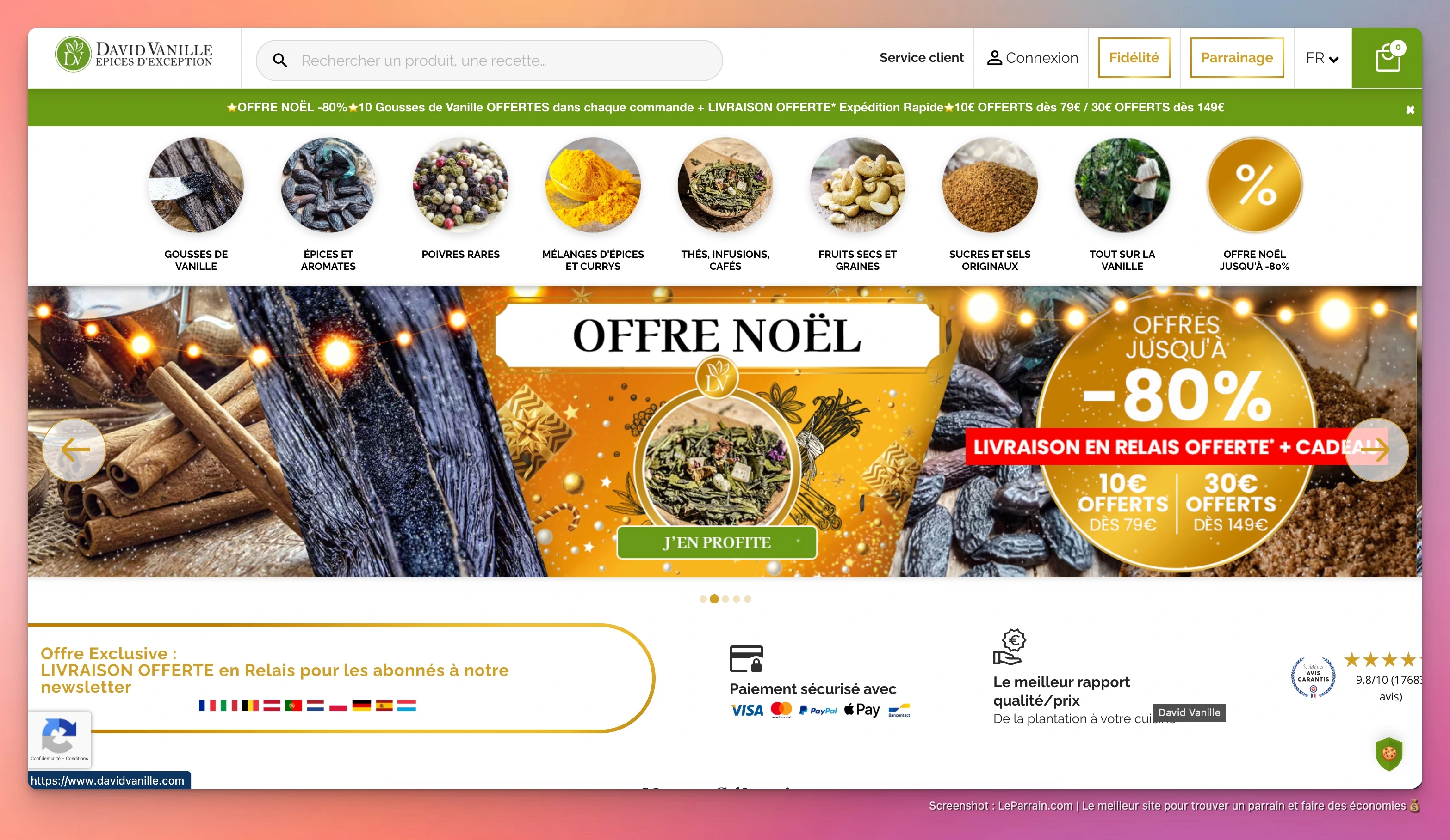 Capture d'écran 2 du programme de parrainage David vanille