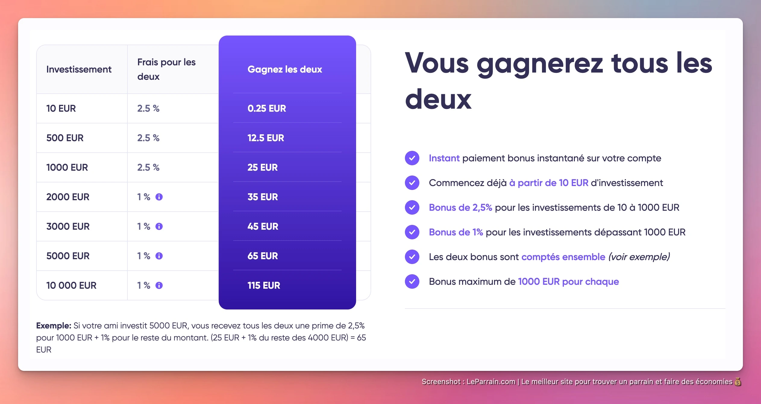 Capture d'écran 2 du programme de parrainage Debitum