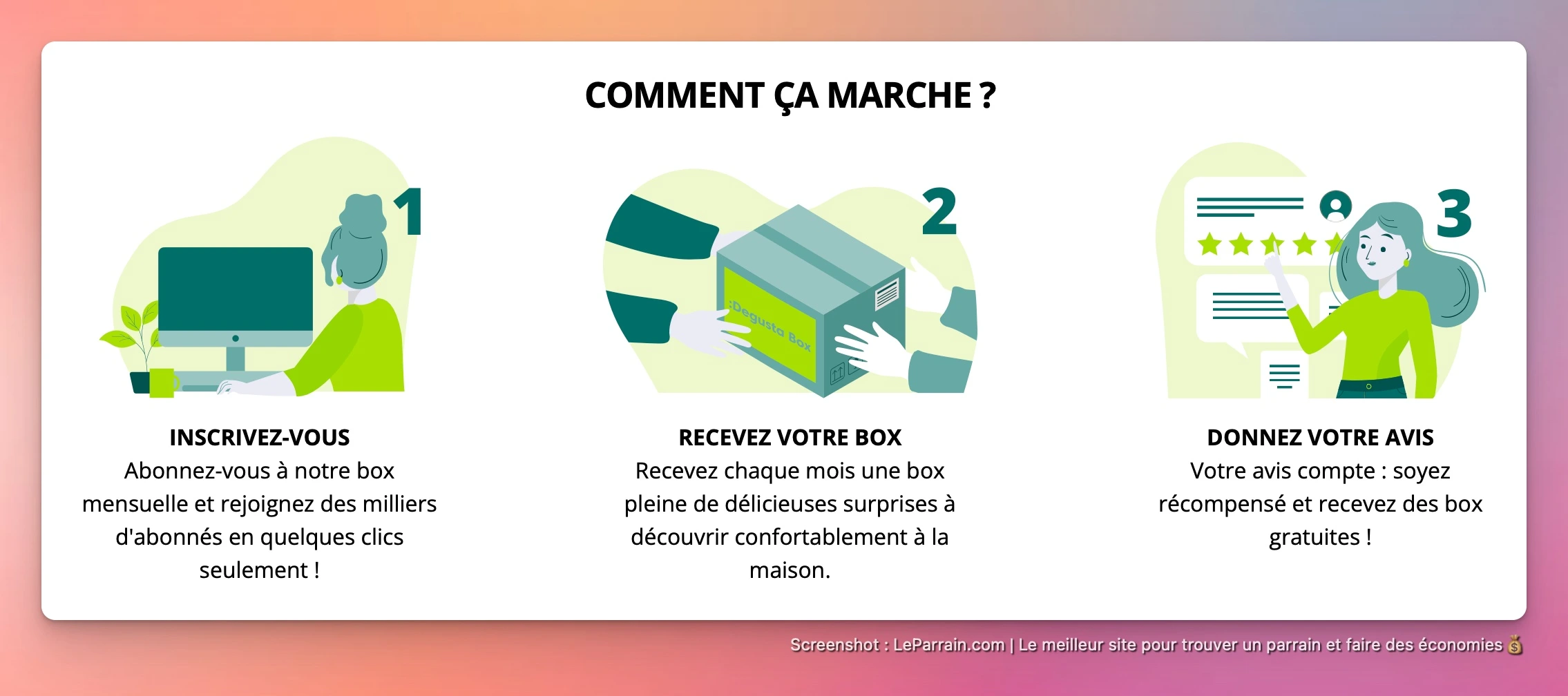 Capture d'écran 2 du programme de parrainage Degusta Box