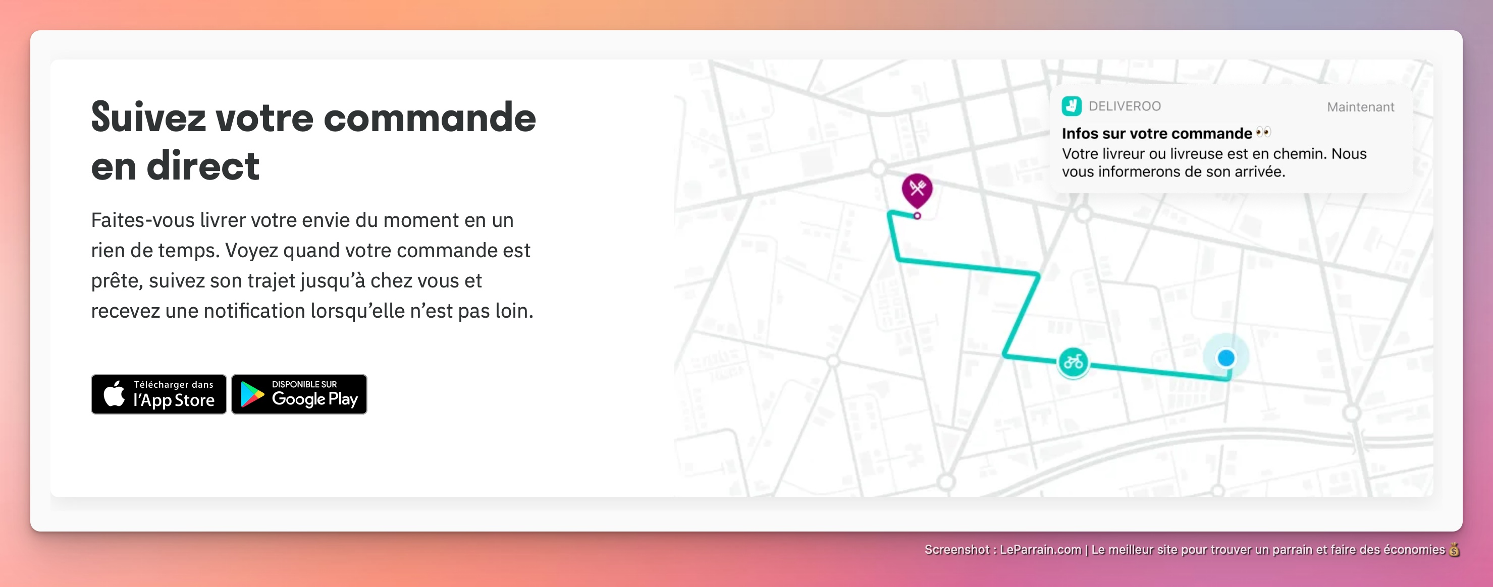 Capture d'écran 3 du programme de parrainage Deliveroo