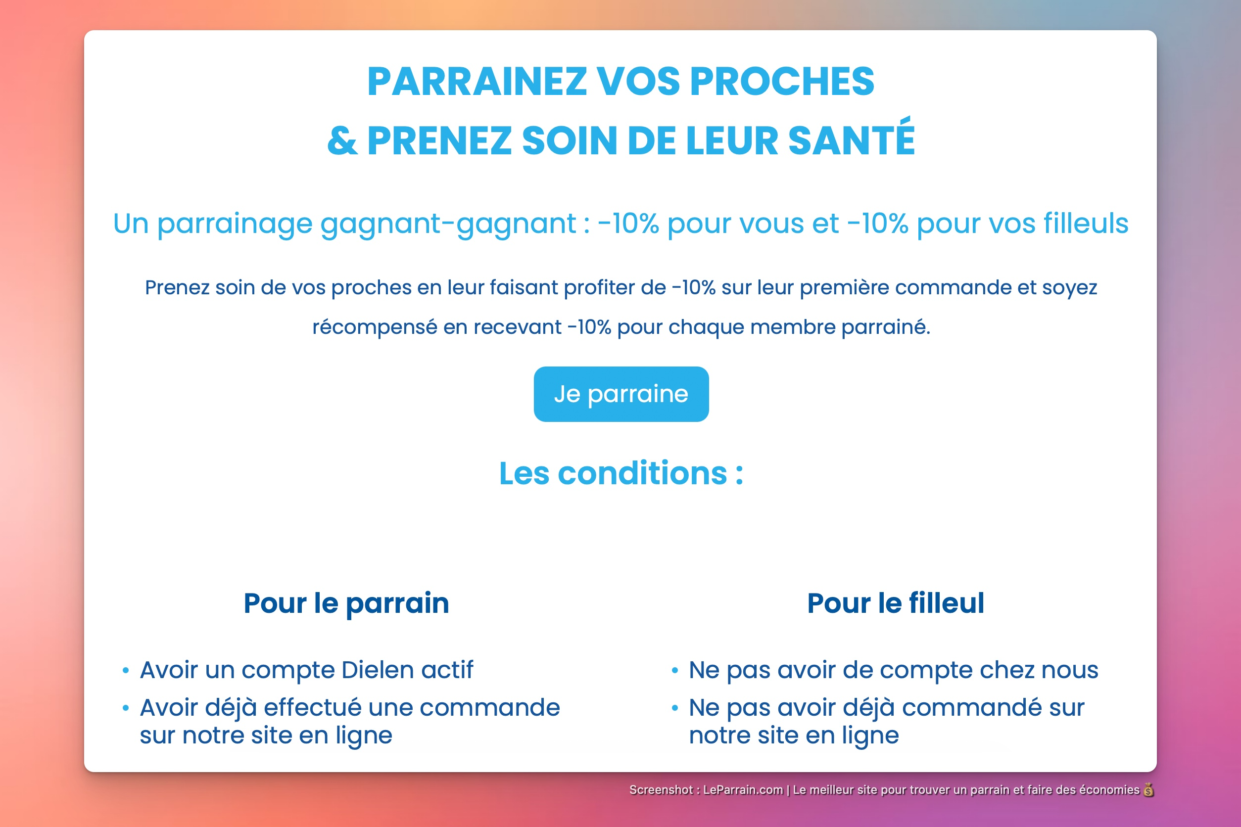 Capture d'écran 5 du programme de parrainage Dielen