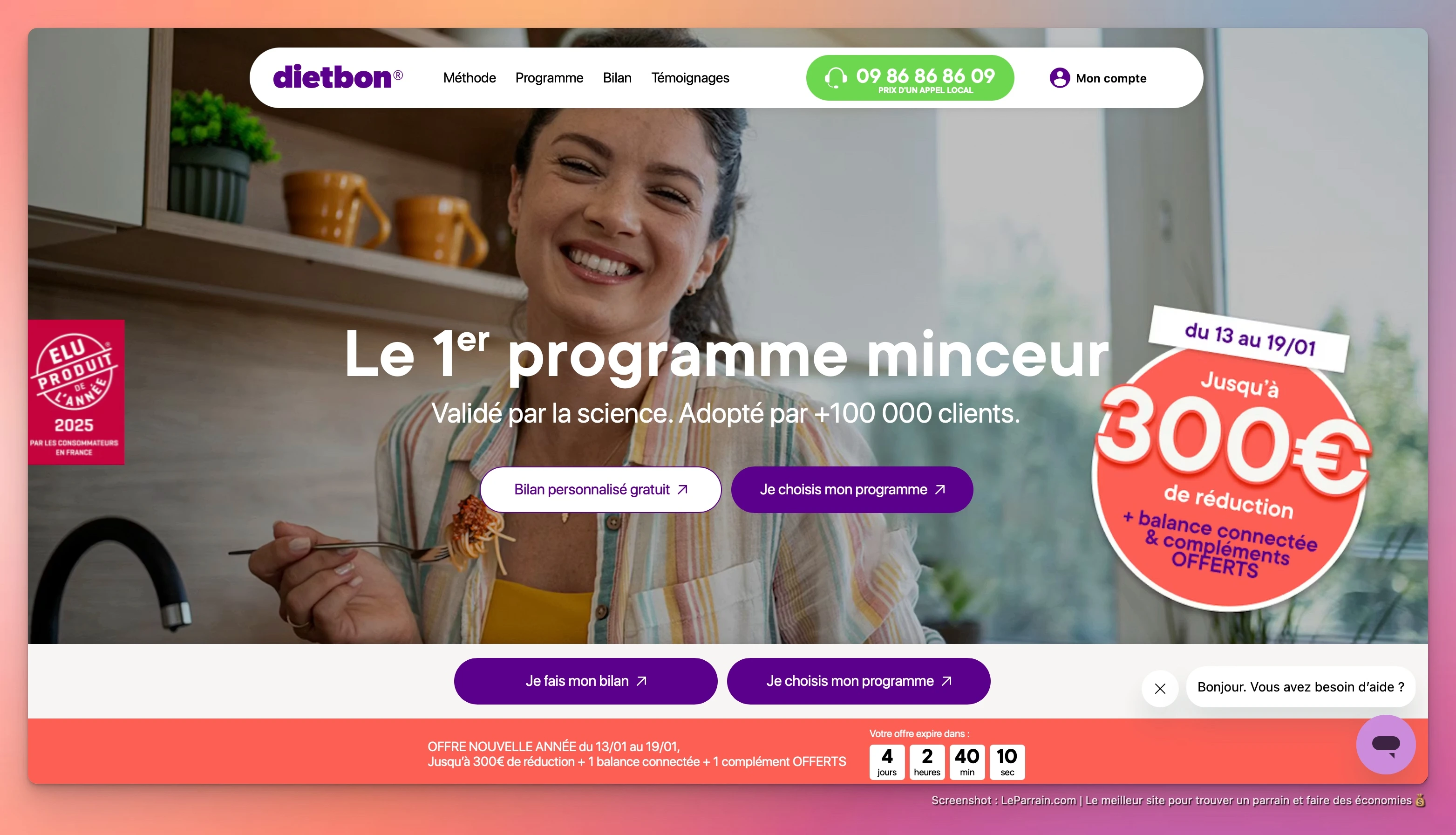 Capture d'écran 1 du programme de parrainage Dietbon