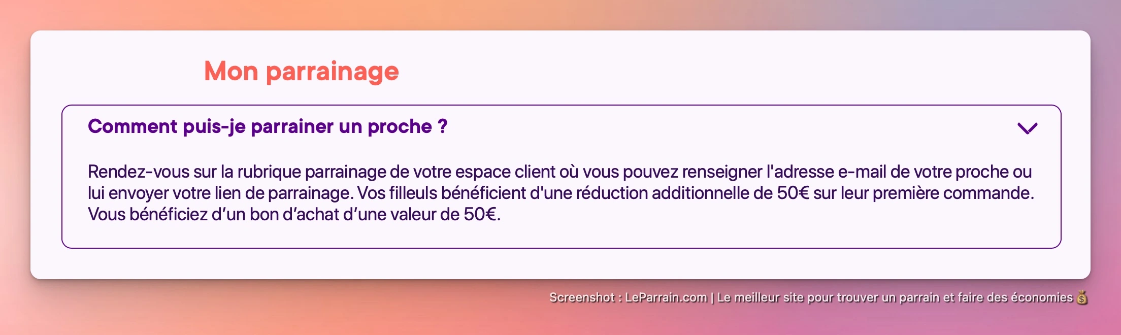 Capture d'écran 2 du programme de parrainage Dietbon