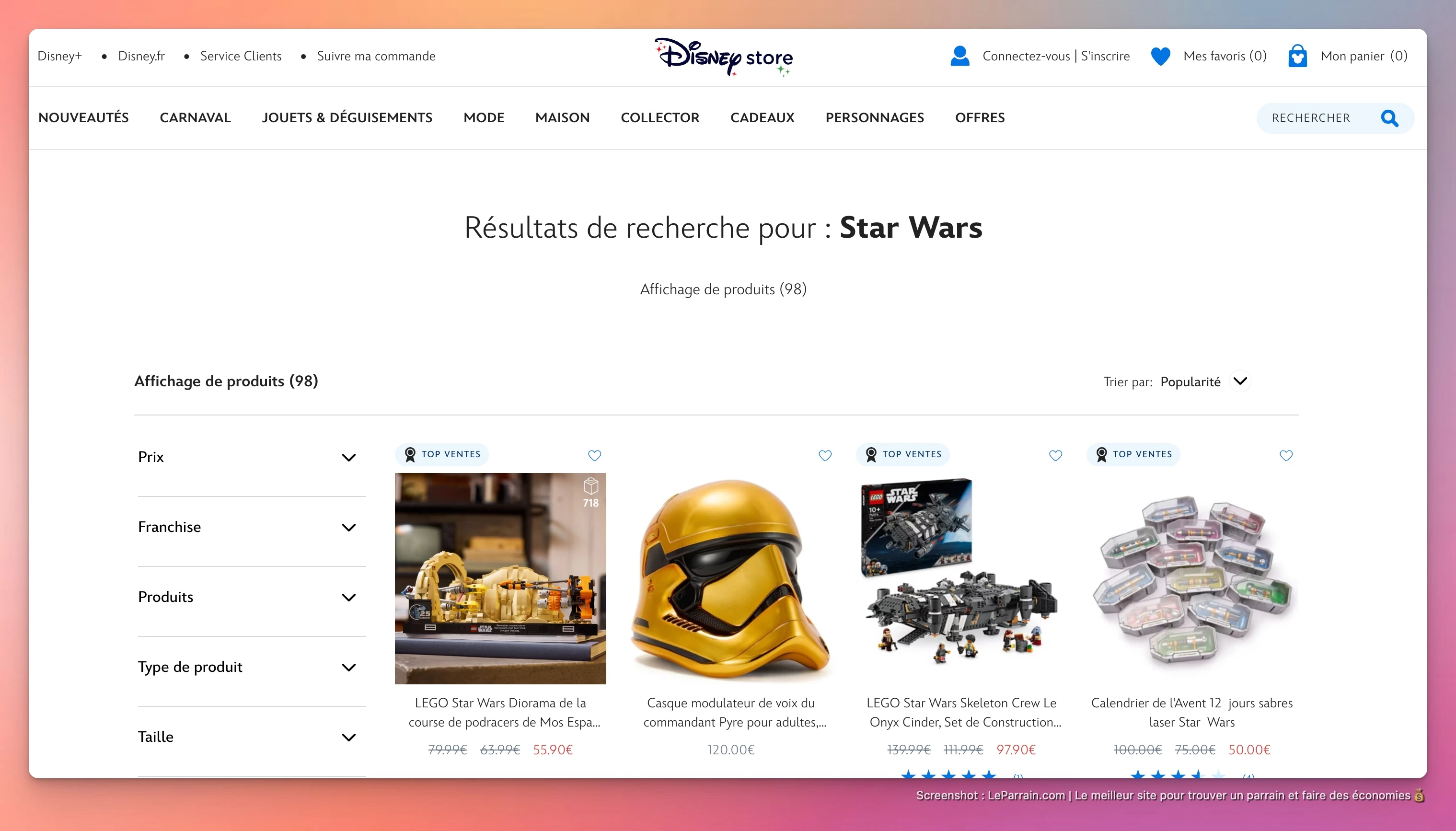 Capture d'écran 1 du programme de parrainage Disney Store