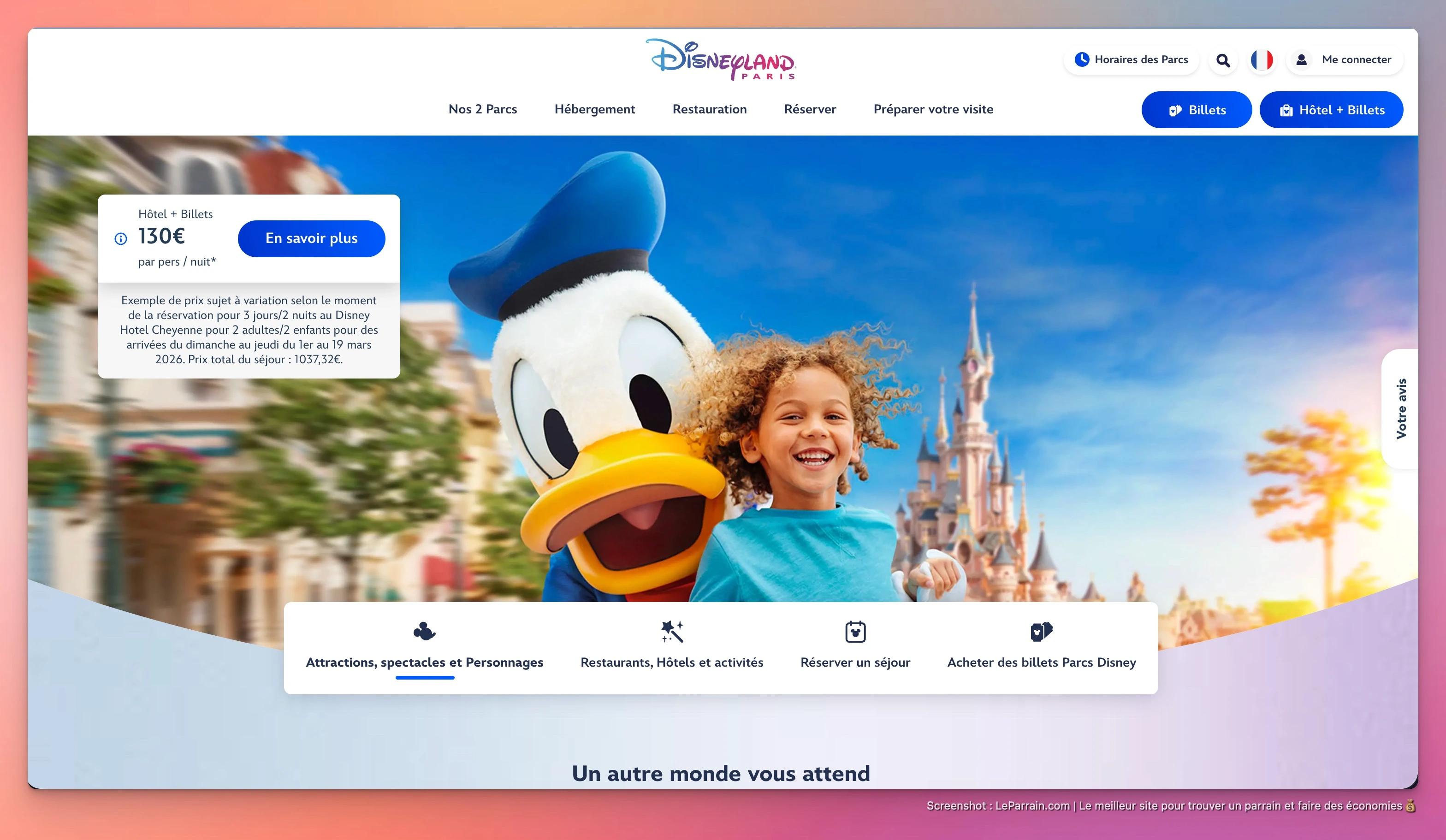Capture d'écran 1 du programme de parrainage Disneyland Paris