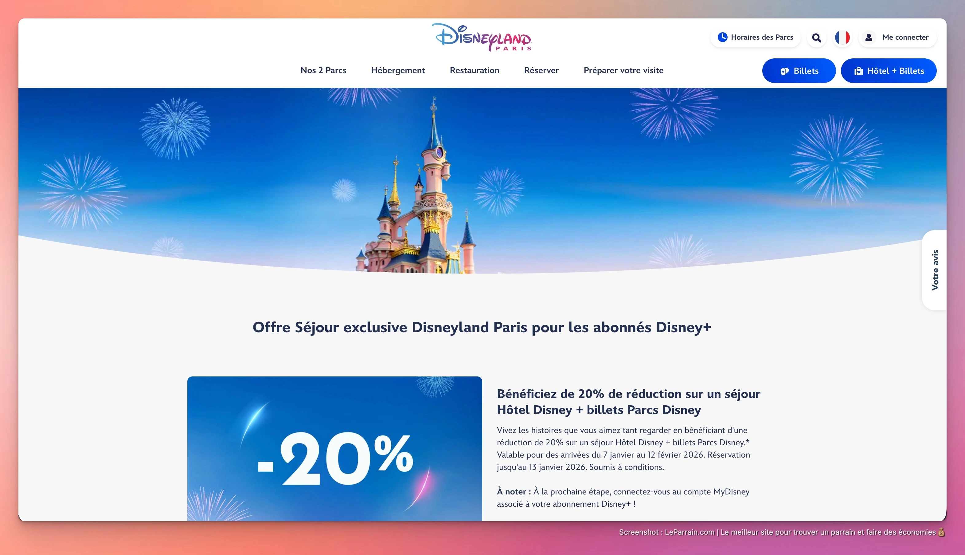 Capture d'écran 2 du programme de parrainage Disneyland Paris