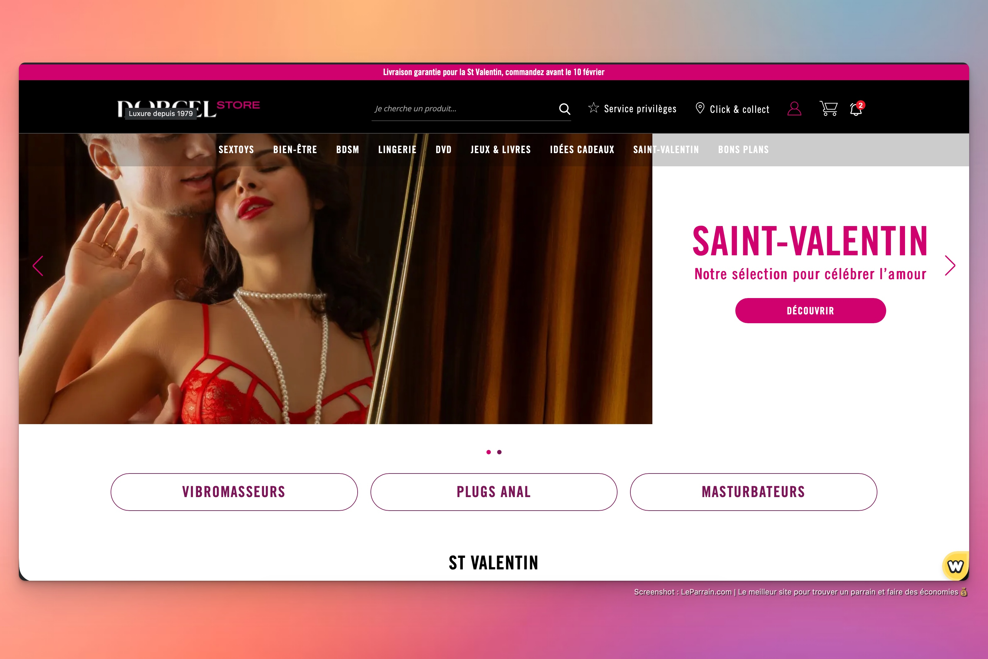 Capture d'écran 1 du programme de parrainage Dorcel Store