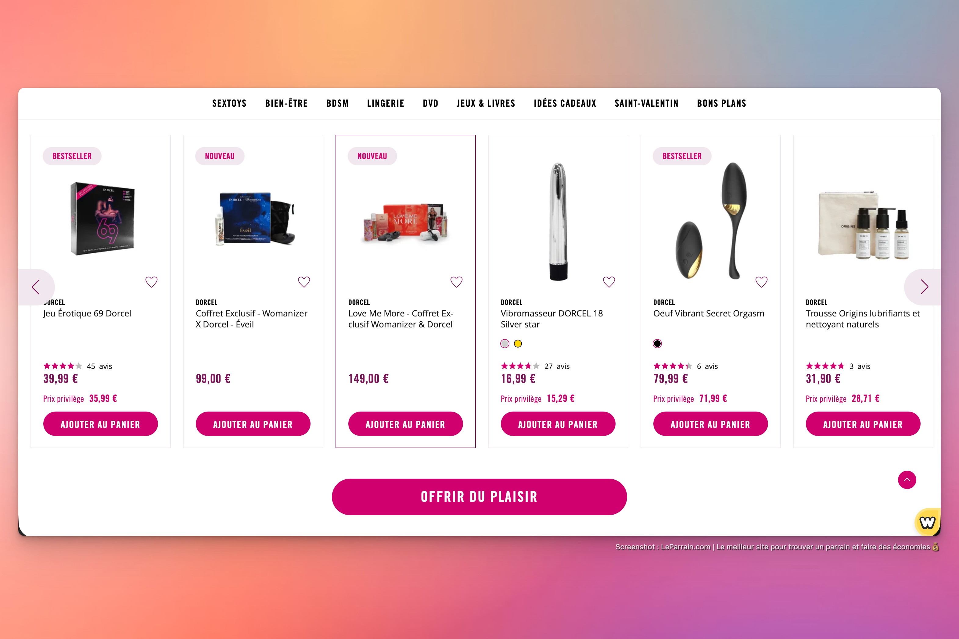 Capture d'écran 2 du programme de parrainage Dorcel Store