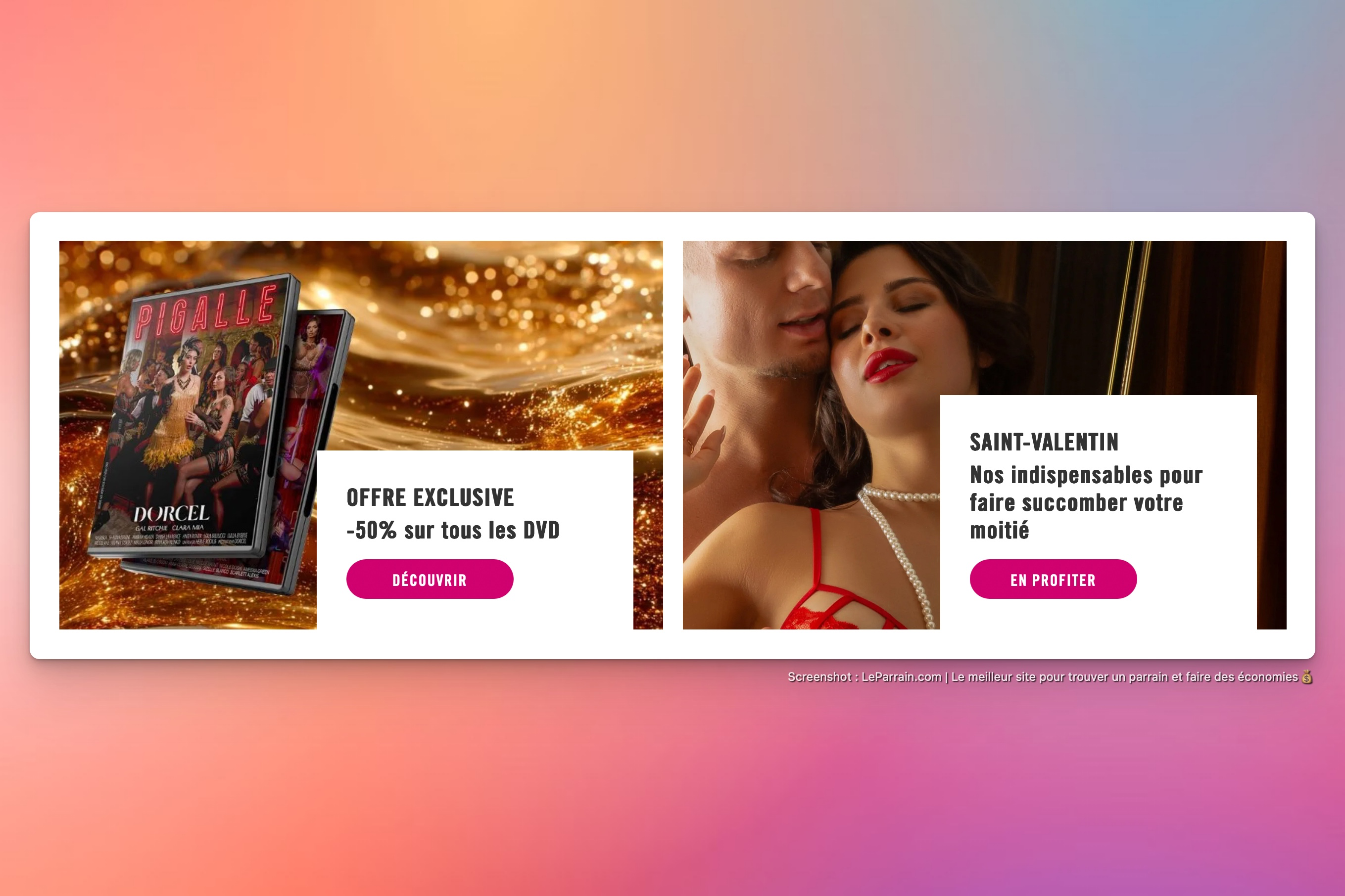 Capture d'écran 3 du programme de parrainage Dorcel Store