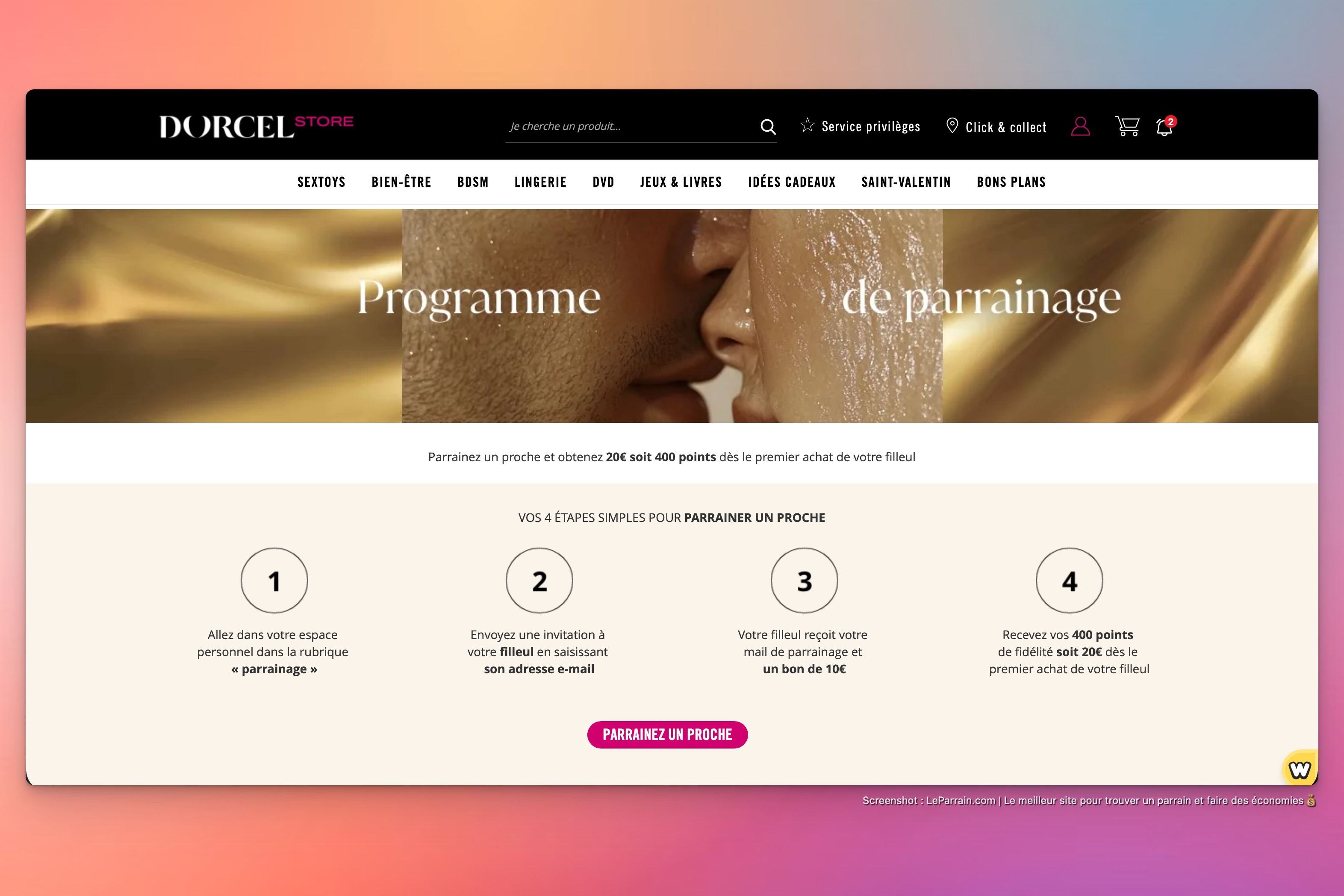 Capture d'écran 4 du programme de parrainage Dorcel Store