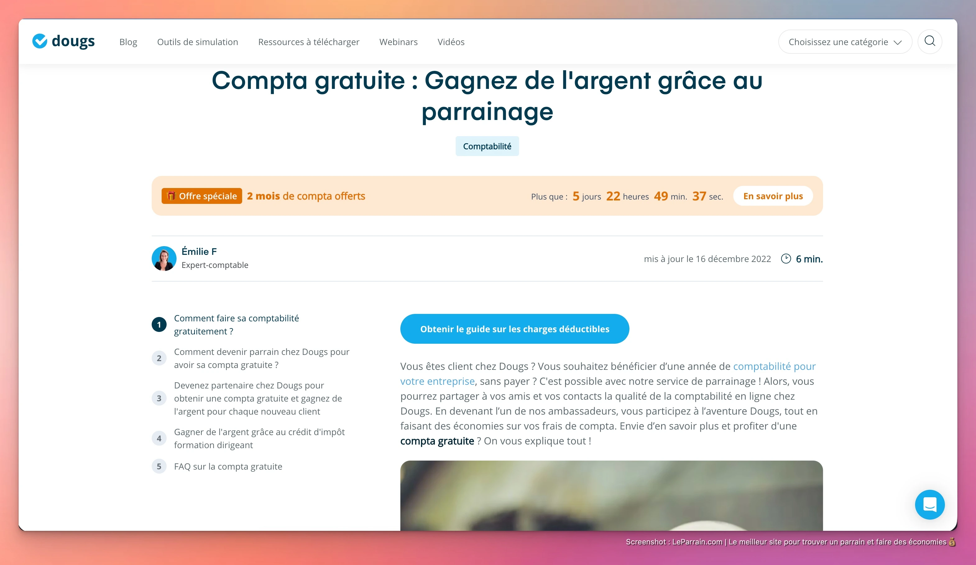 Capture d'écran 3 du programme de parrainage Dougs