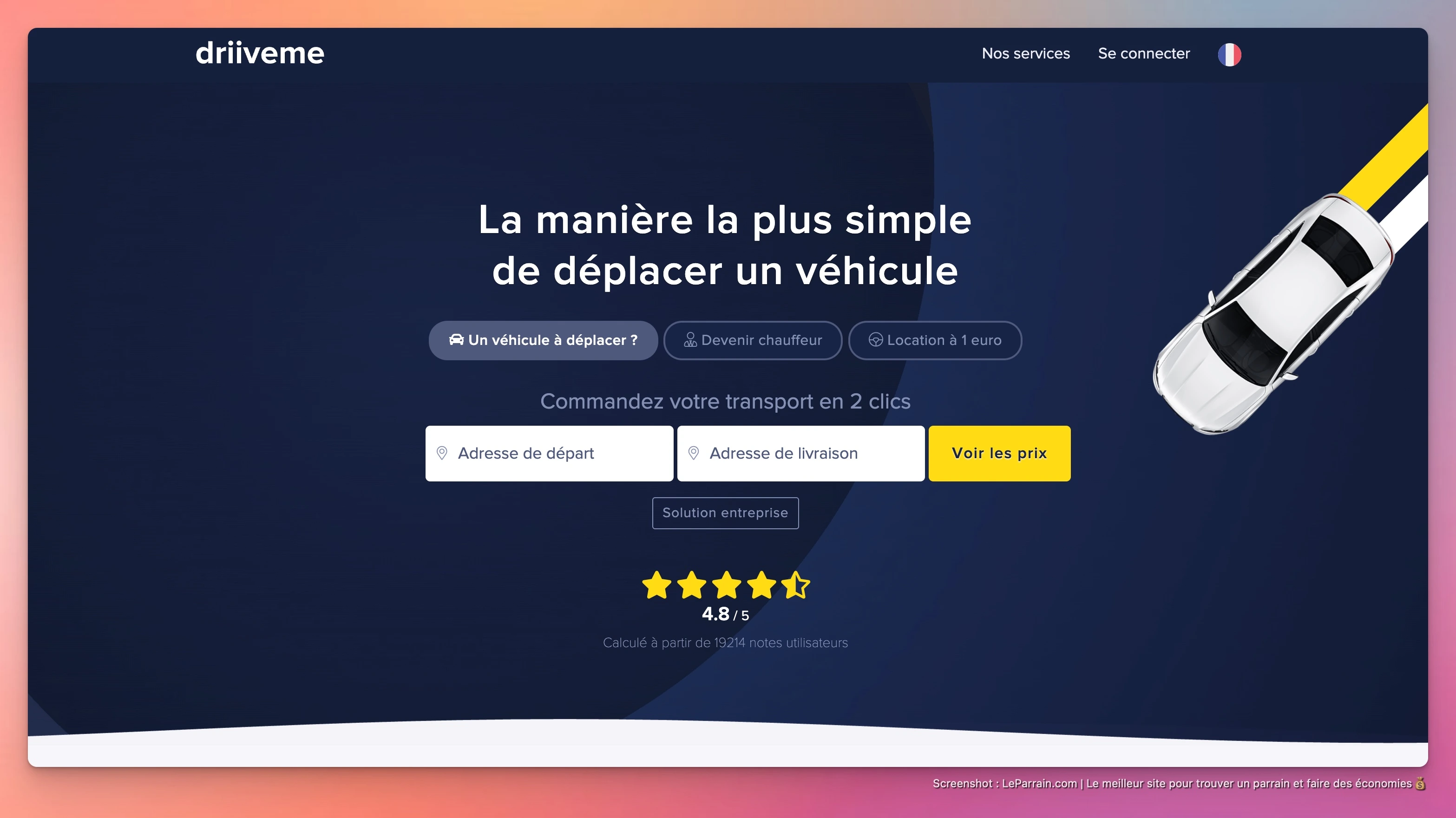 Capture d'écran 3 du programme de parrainage Driiveme