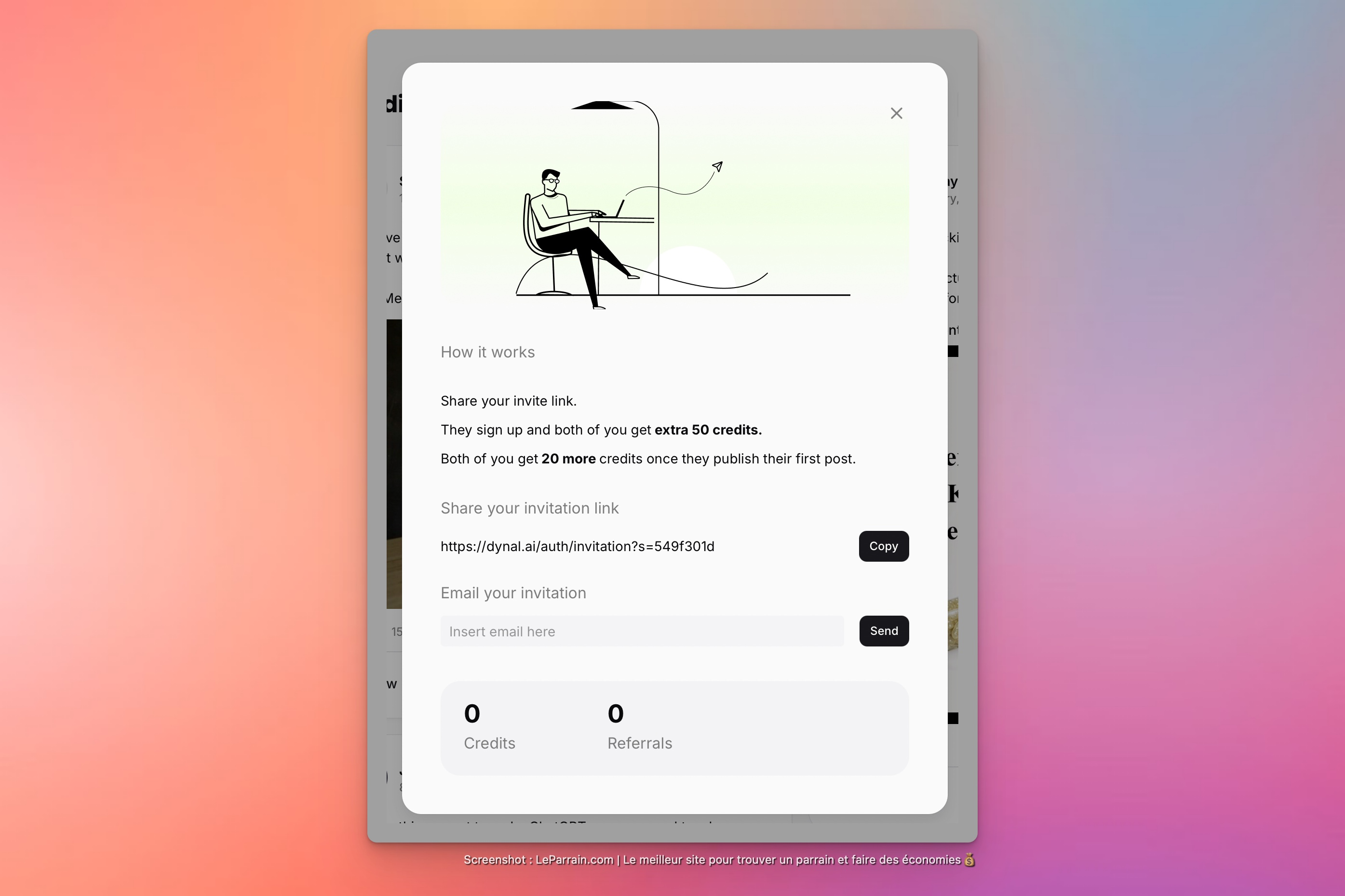 Capture d'écran 1 du programme de parrainage Dynal