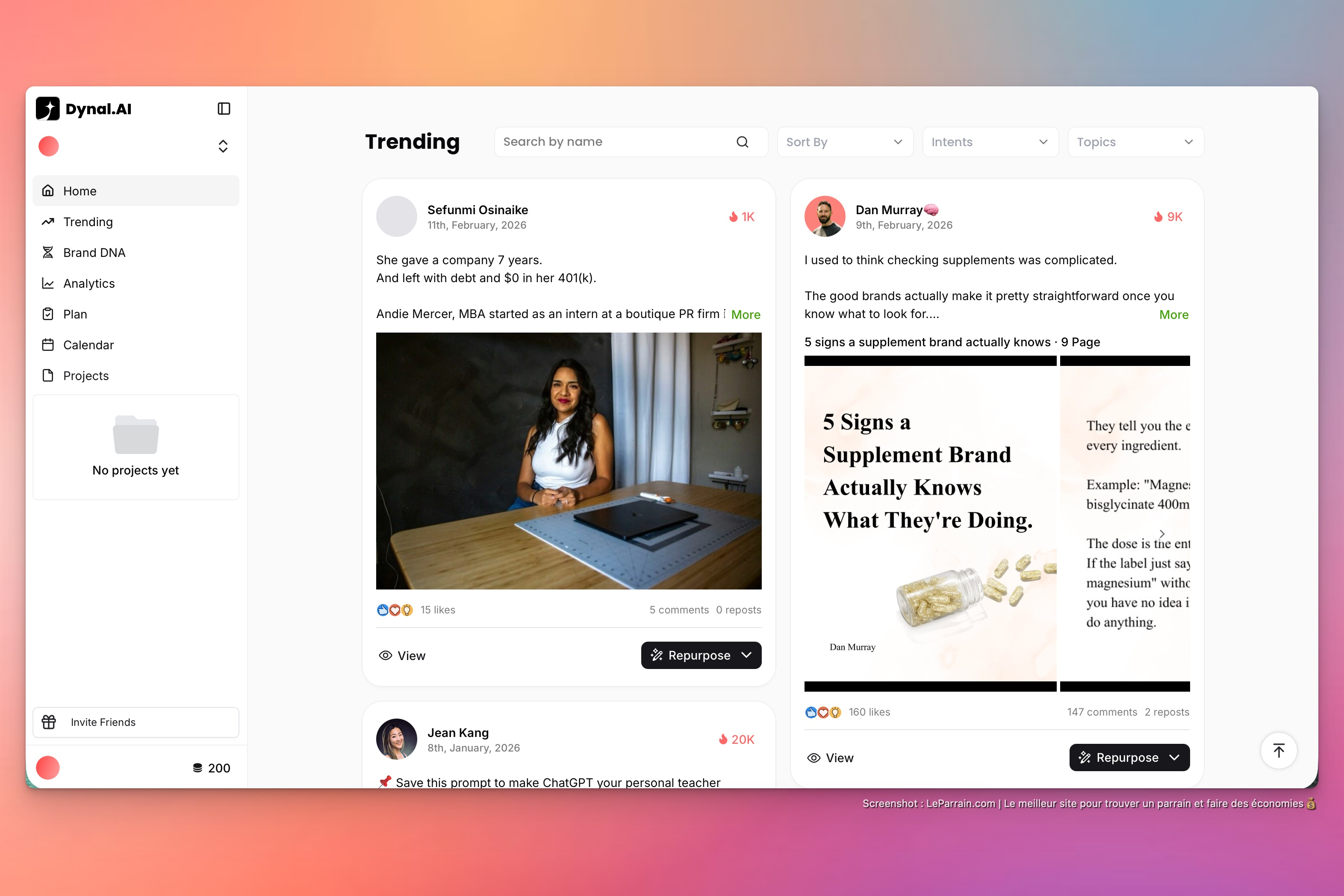Capture d'écran 9 du programme de parrainage Dynal