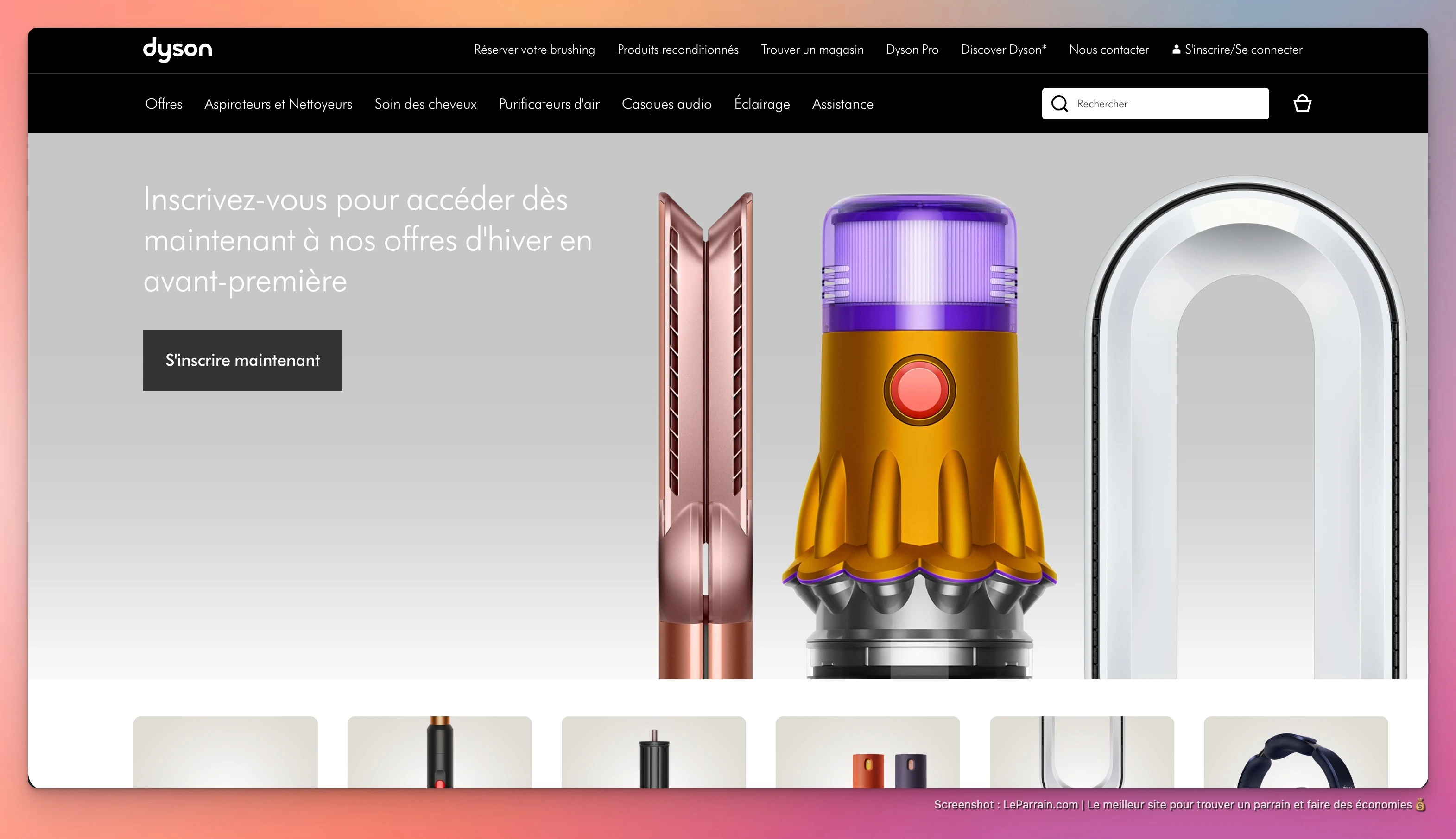 Capture d'écran 2 du programme de parrainage Dyson