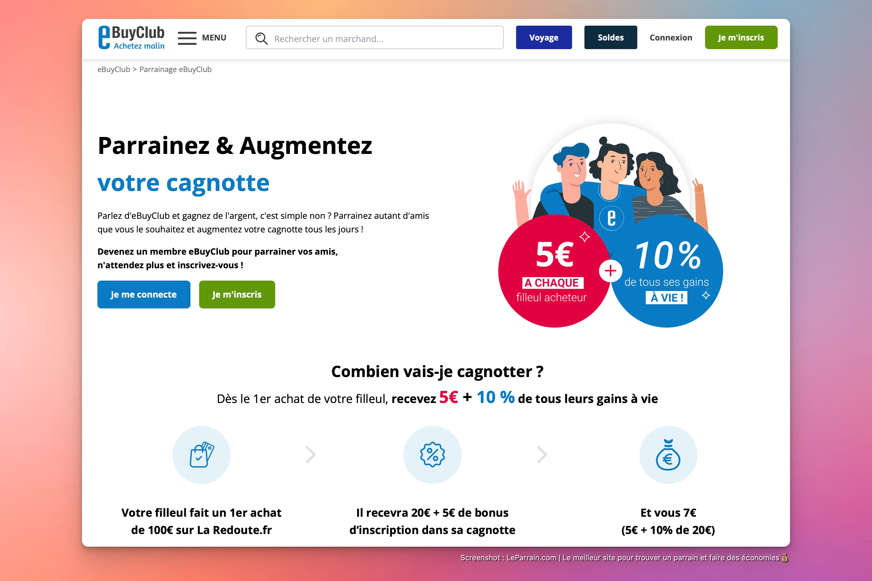 Capture d'écran 1 du programme de parrainage eBuy Club