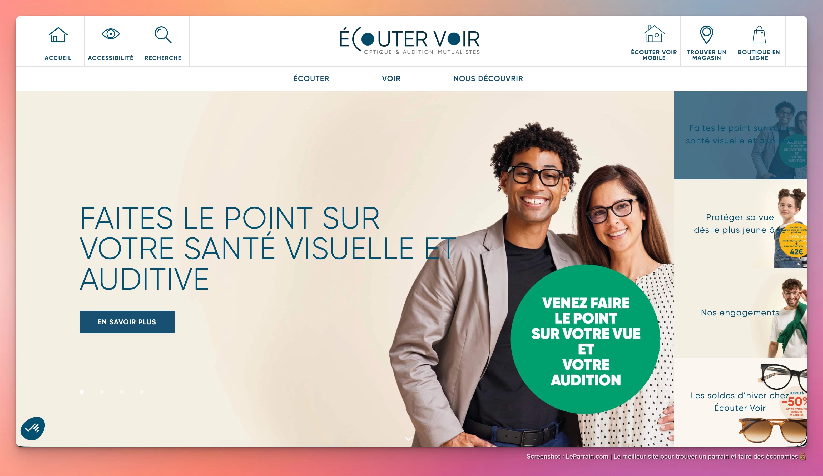 Capture d'écran 3 du programme de parrainage Ecouter Voir