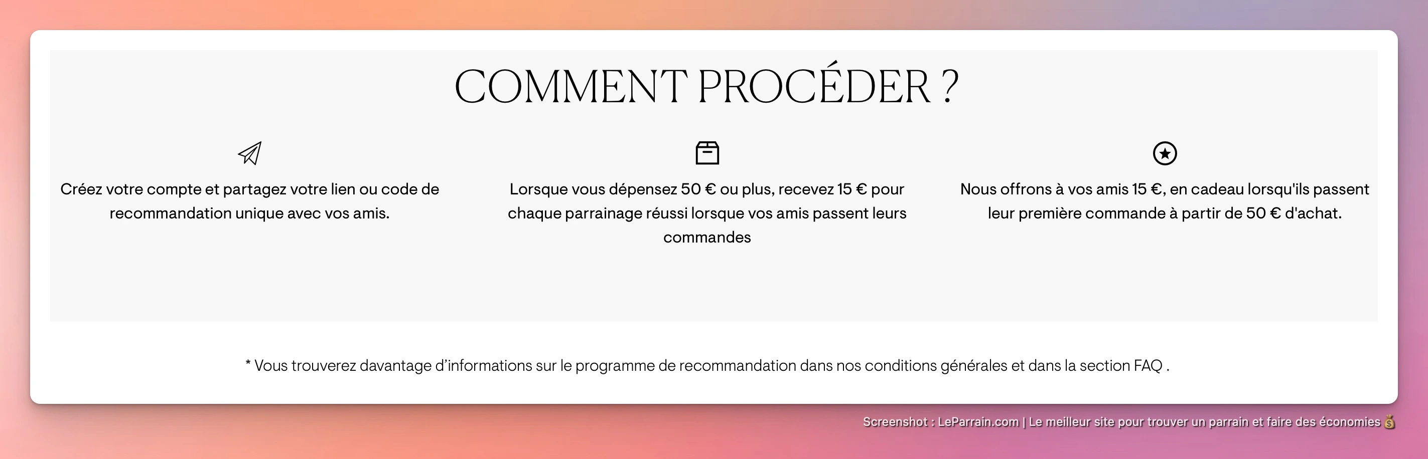 Capture d'écran 1 du programme de parrainage Elemis