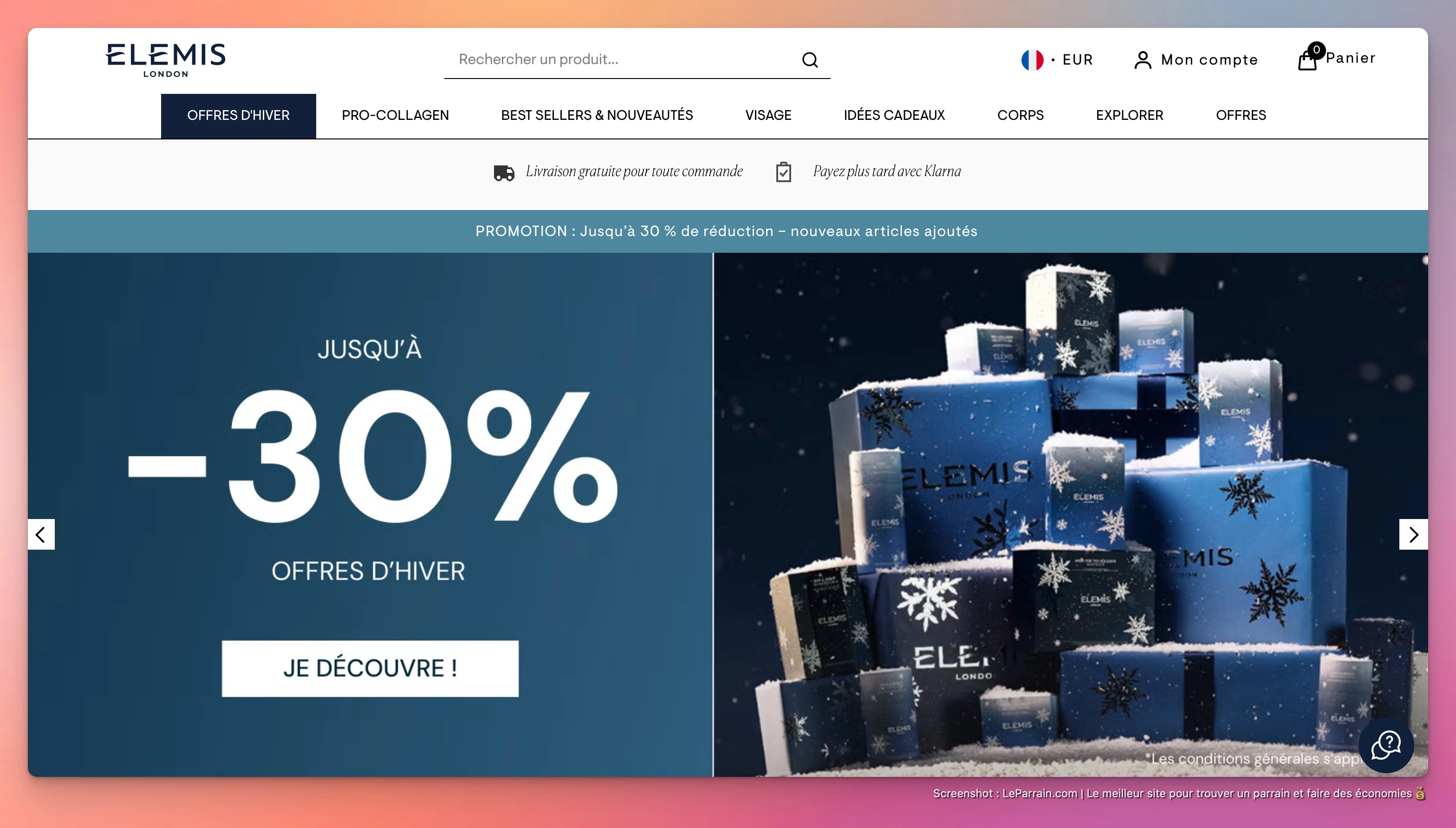 Capture d'écran 2 du programme de parrainage Elemis