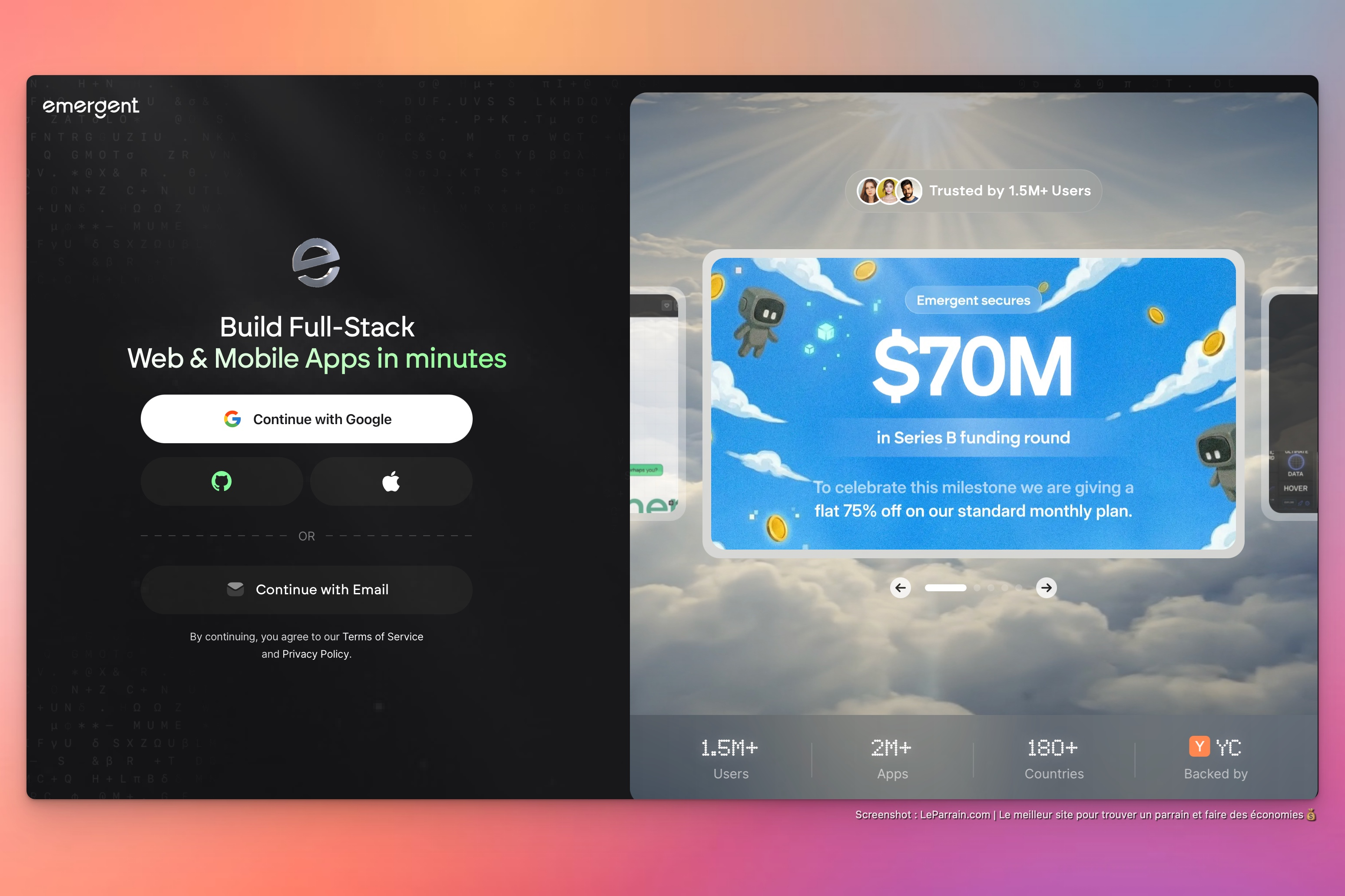 Capture d'écran 4 du programme de parrainage Emergent