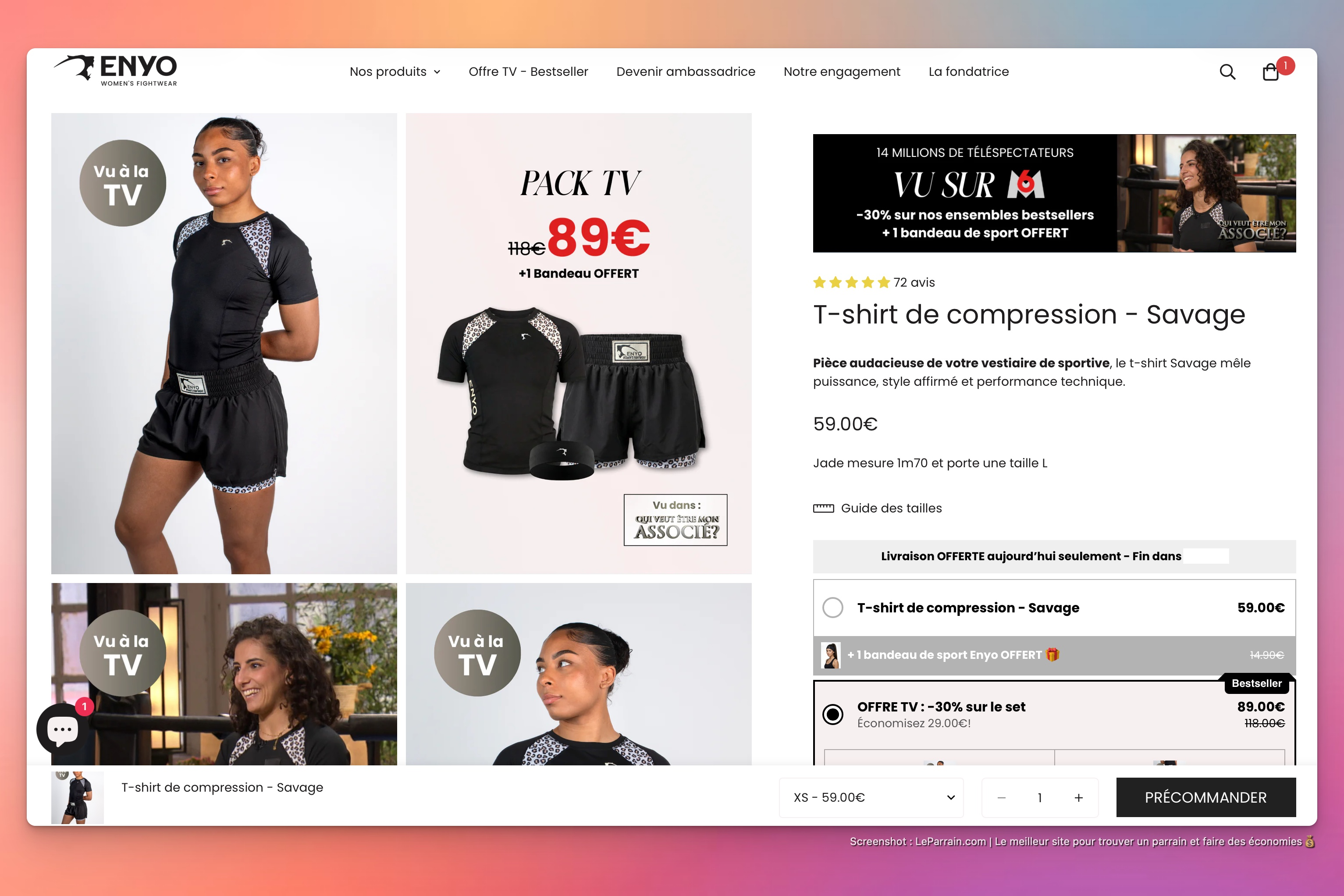 Capture d'écran 3 du programme de parrainage Enyo Fightwear