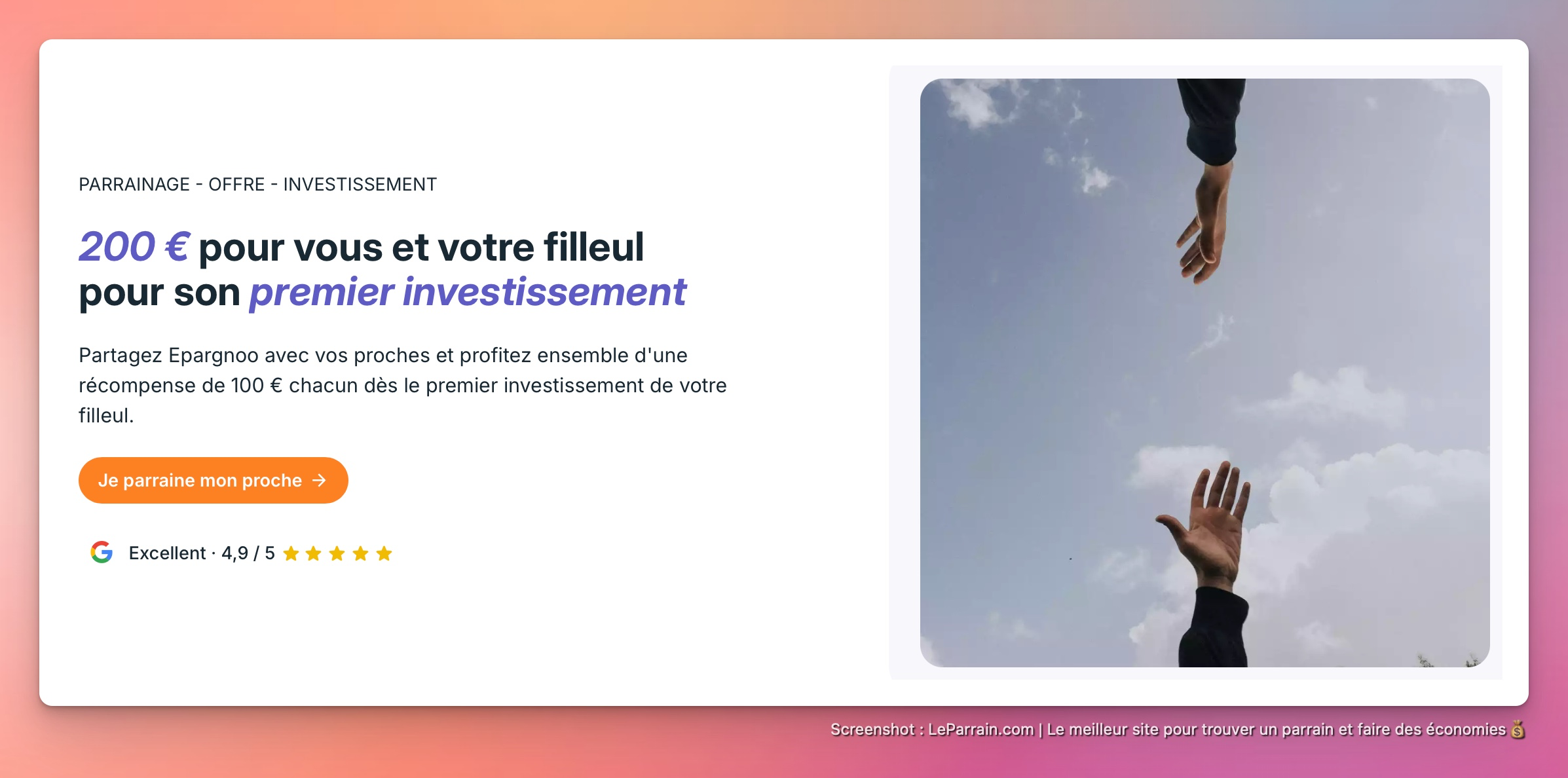 Capture d'écran 4 du programme de parrainage Epargnoo