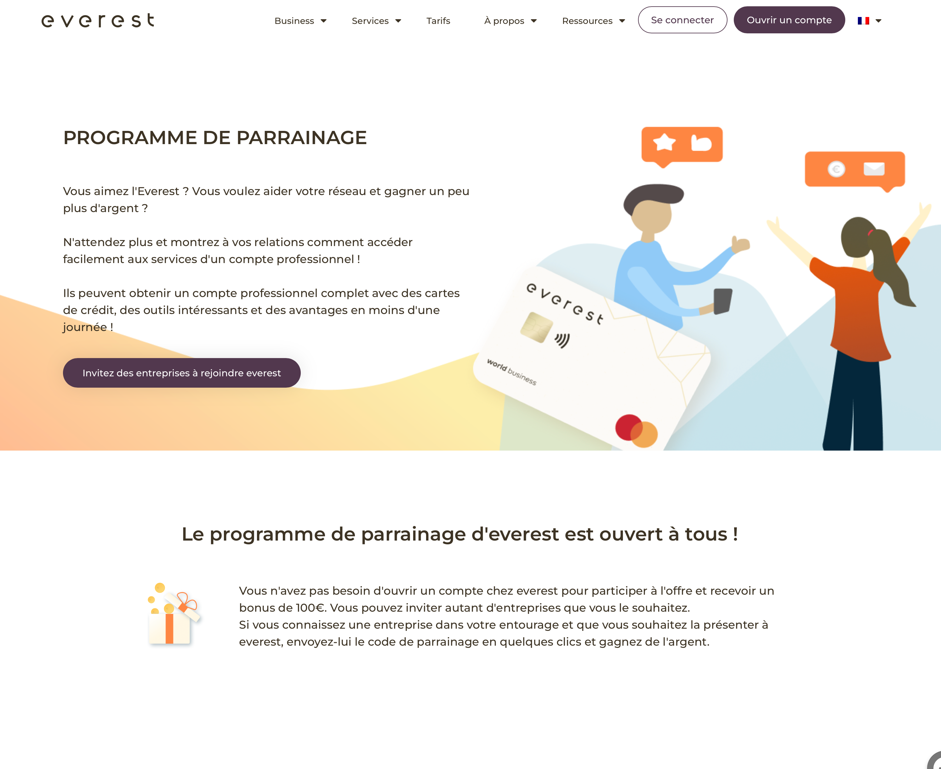 Capture d'écran 1 du programme de parrainage Everest Card