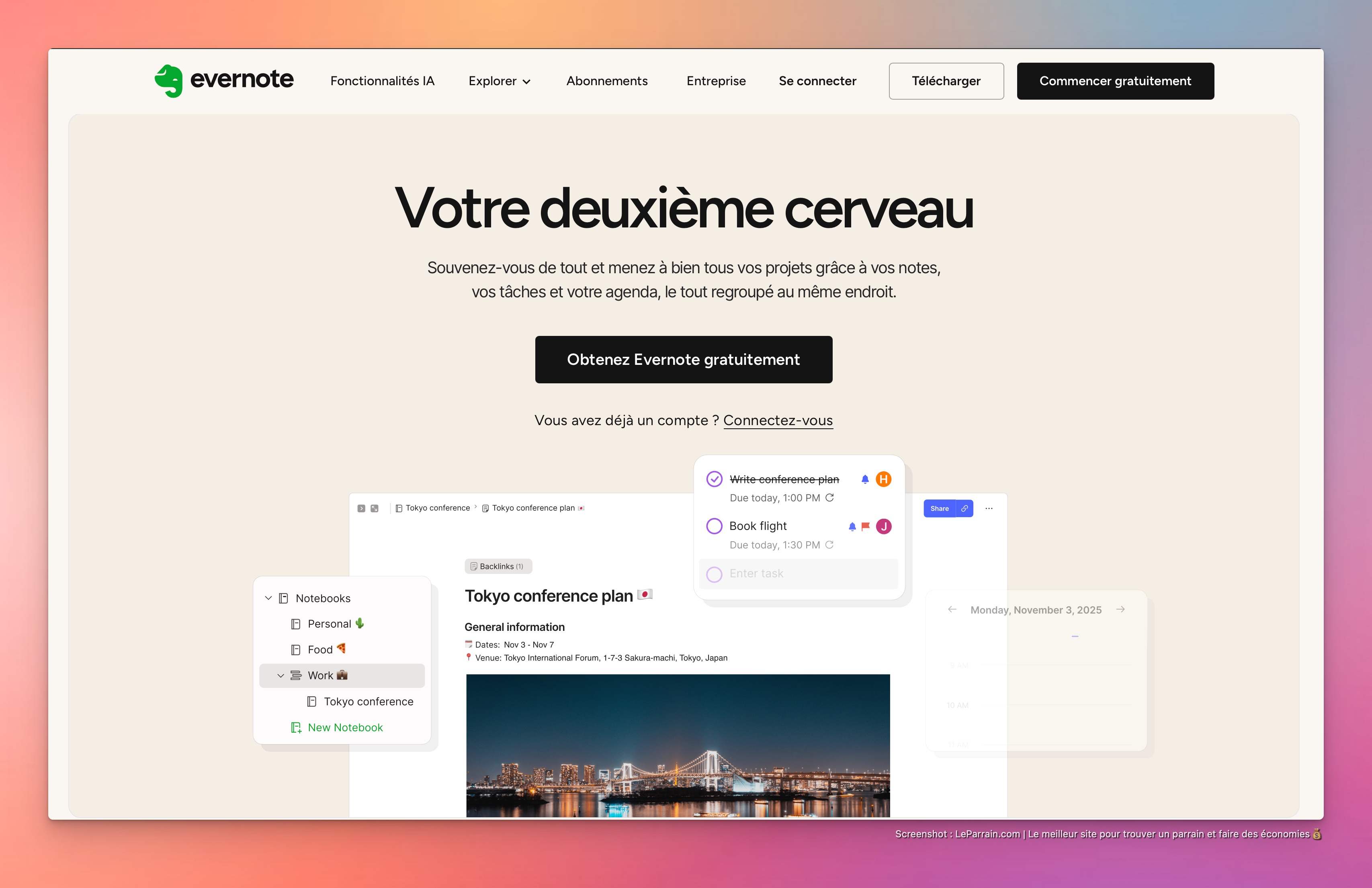 Capture d'écran 1 du programme de parrainage Evernote