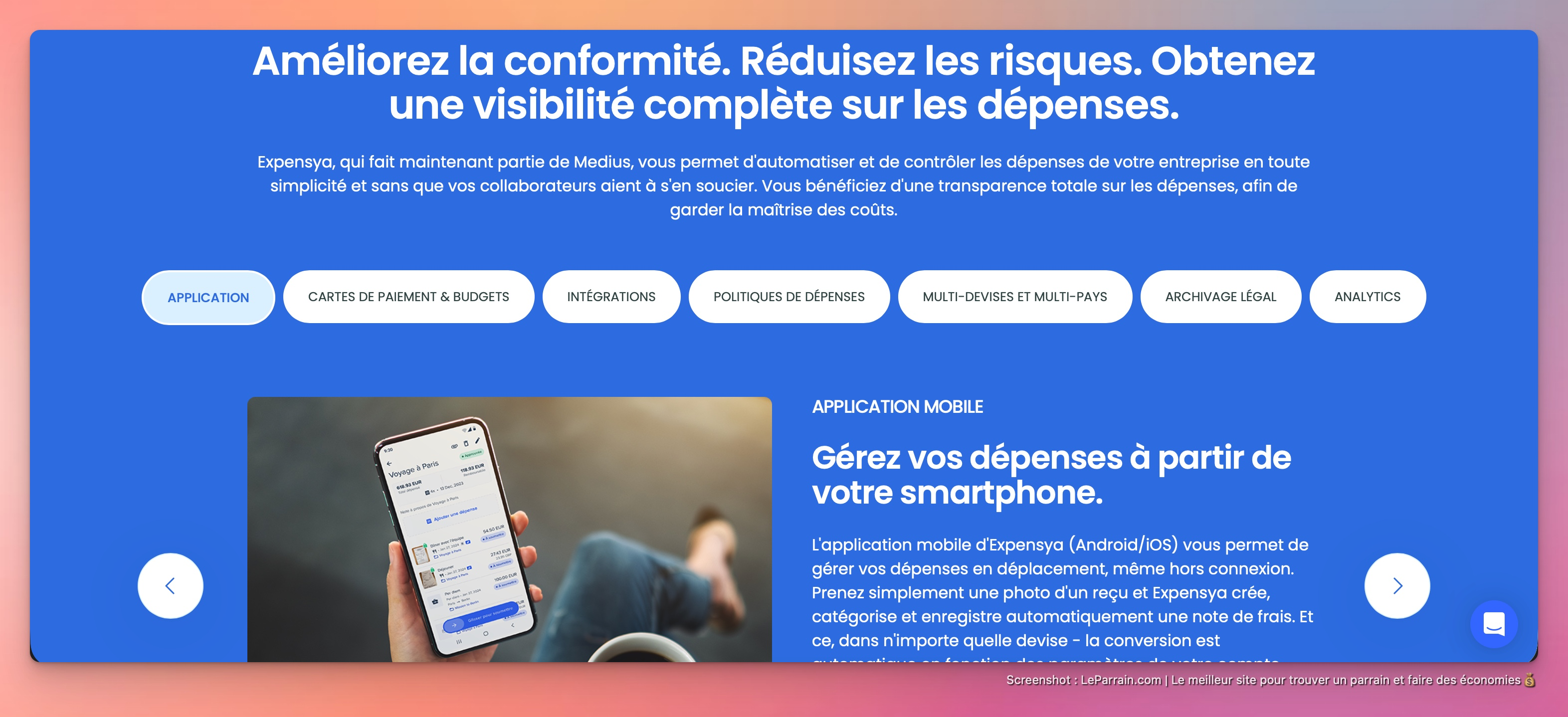 Capture d'écran 3 du programme de parrainage Expensya