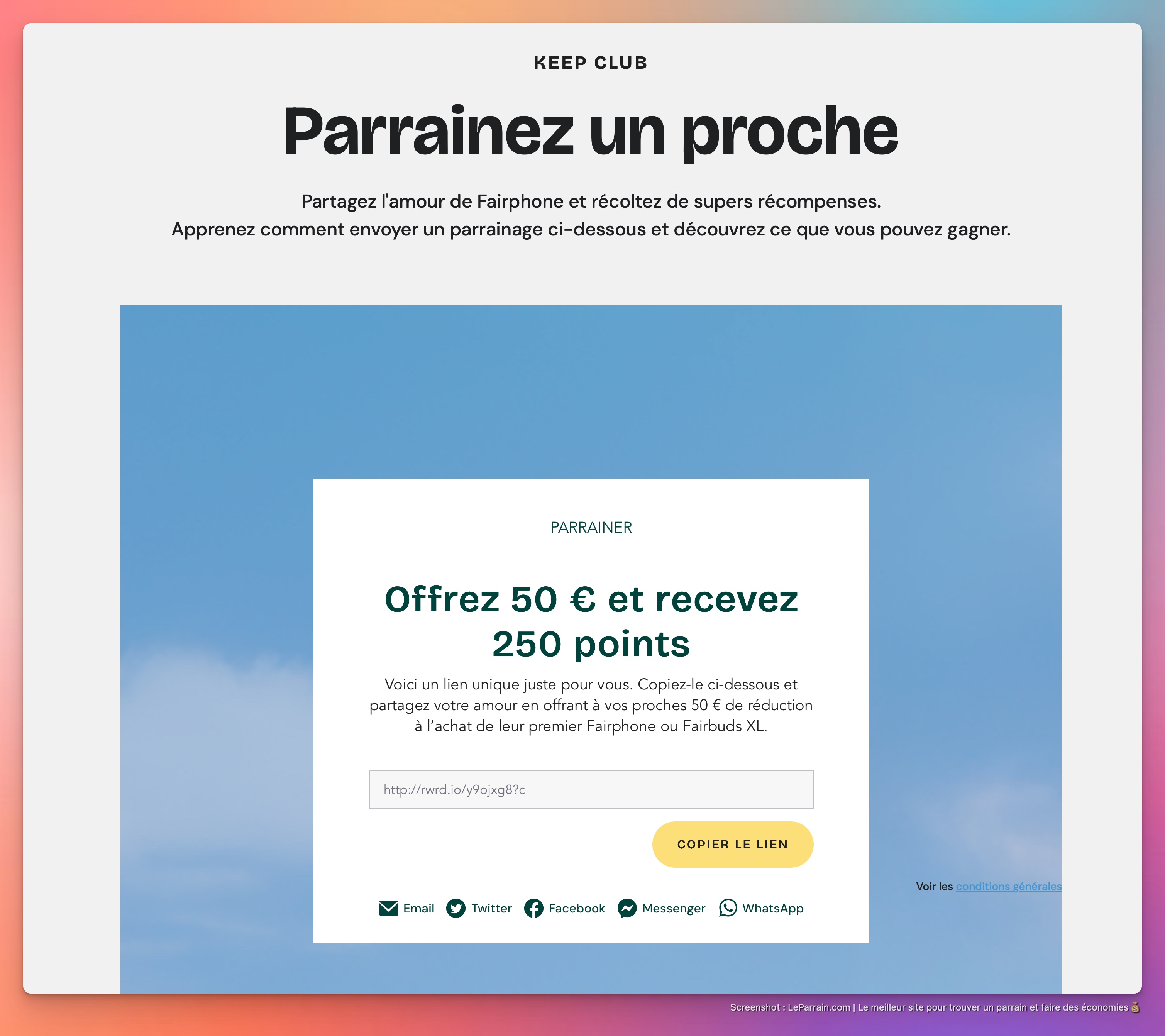 Capture d'écran 2 du programme de parrainage Fairphone
