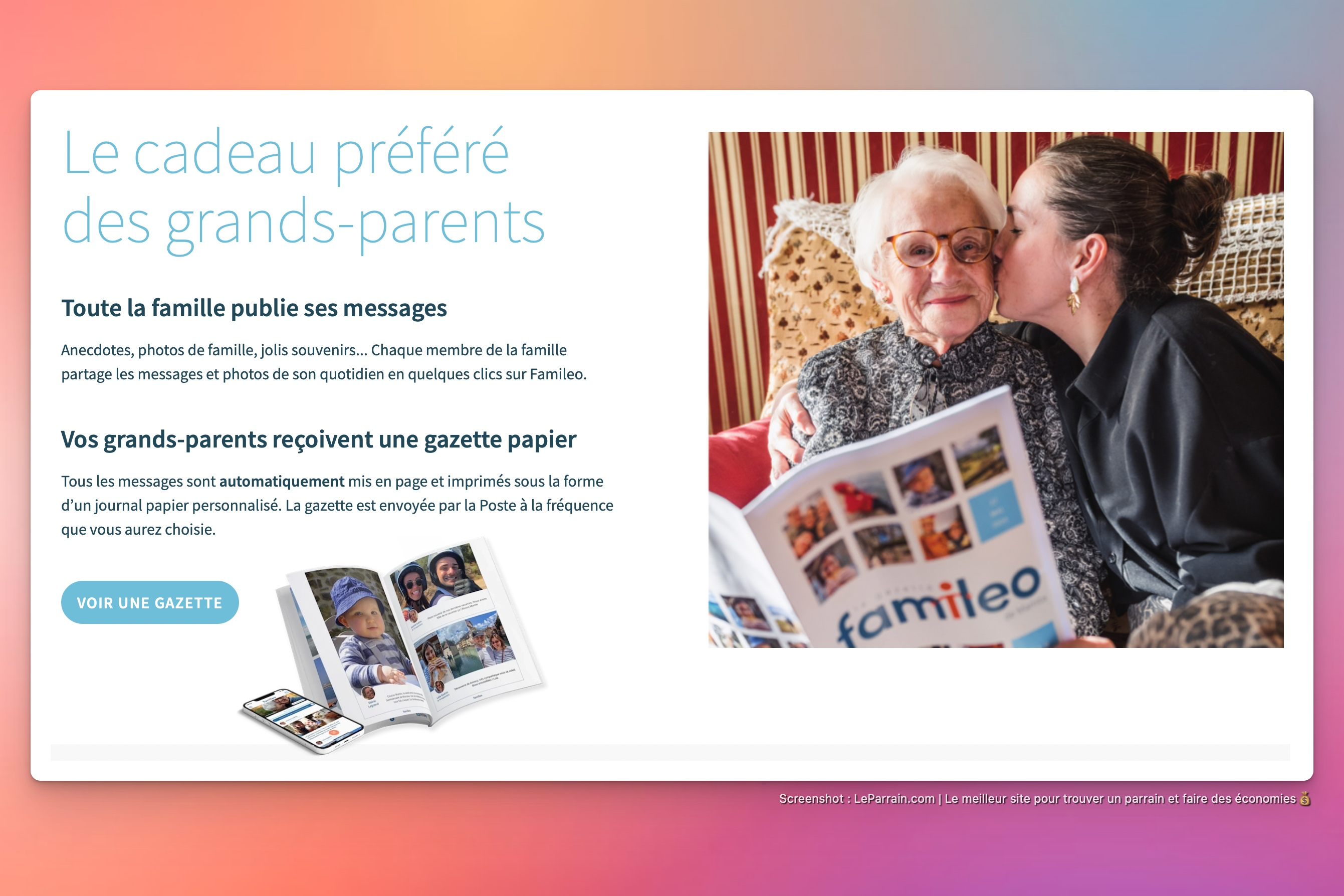 Capture d'écran 4 du programme de parrainage Famileo