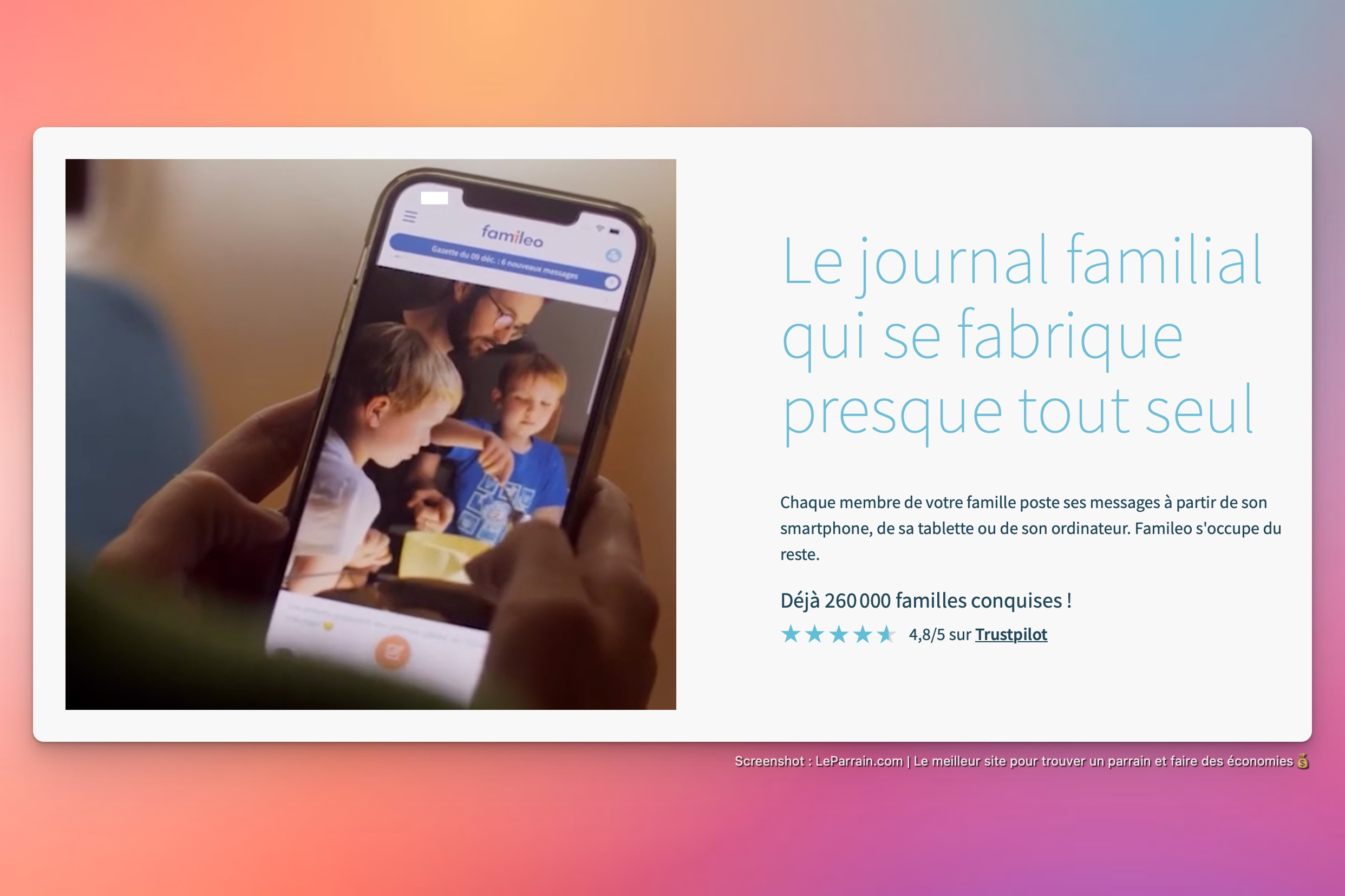 Capture d'écran 5 du programme de parrainage Famileo