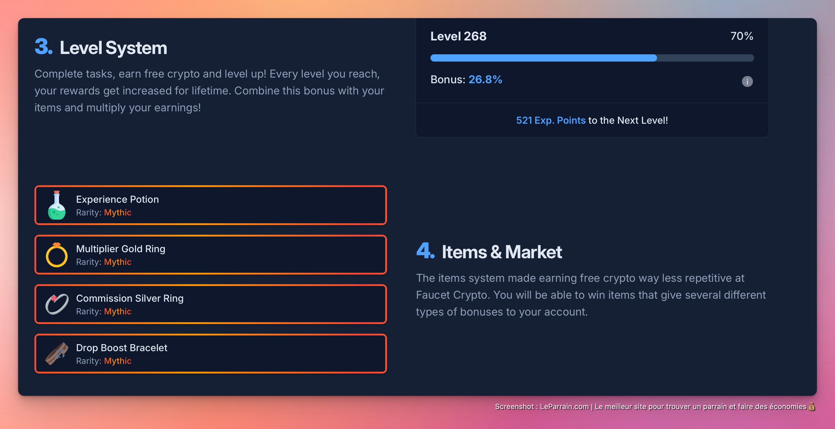 Capture d'écran 2 du programme de parrainage Faucet Crypto