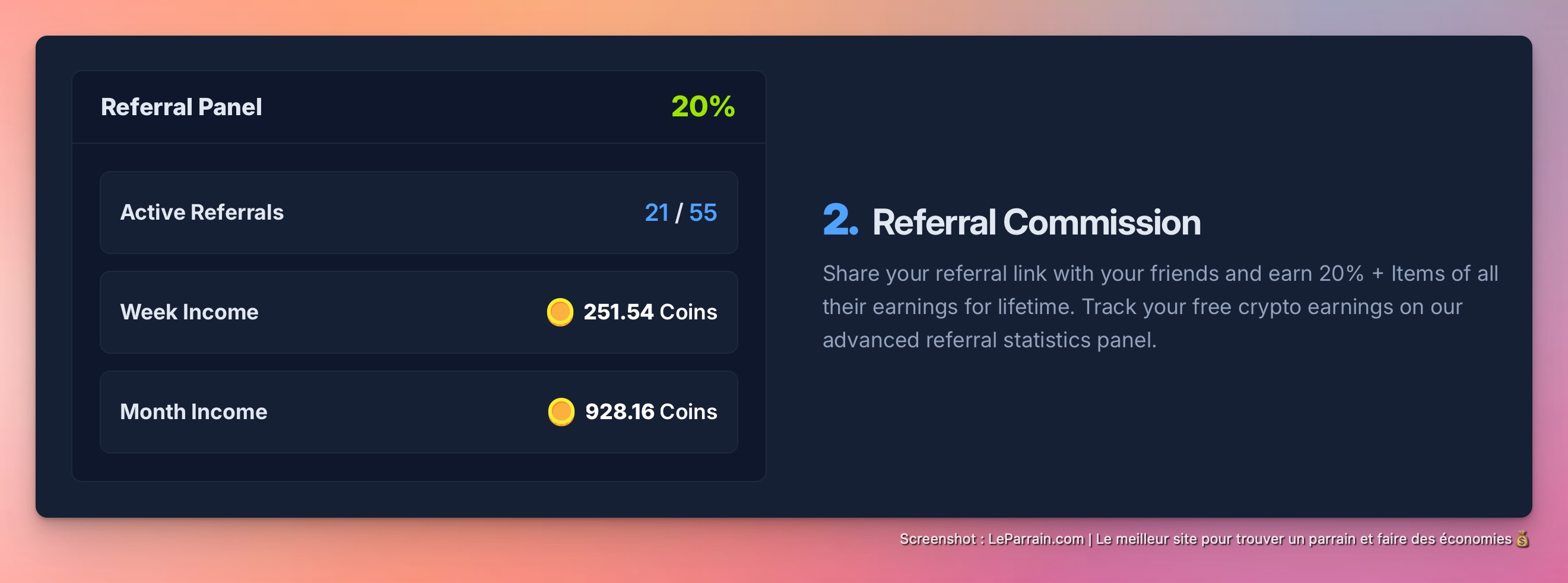 Capture d'écran 3 du programme de parrainage Faucet Crypto