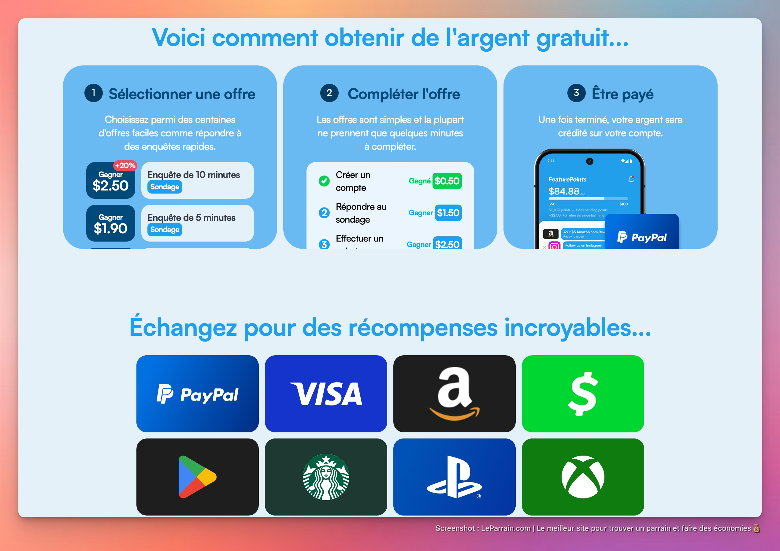 Capture d'écran 1 du programme de parrainage FeaturePoints
