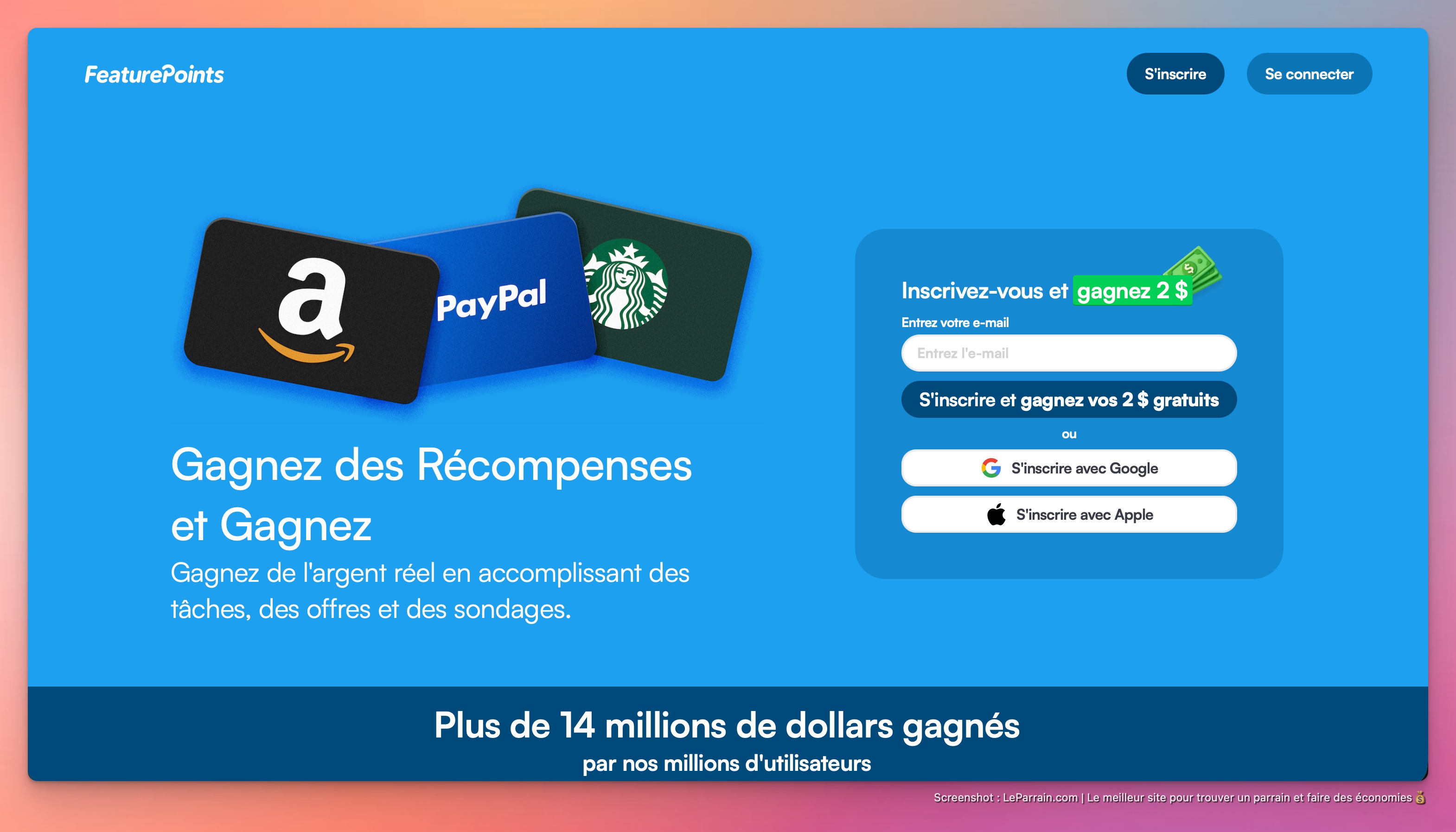 Capture d'écran 2 du programme de parrainage FeaturePoints