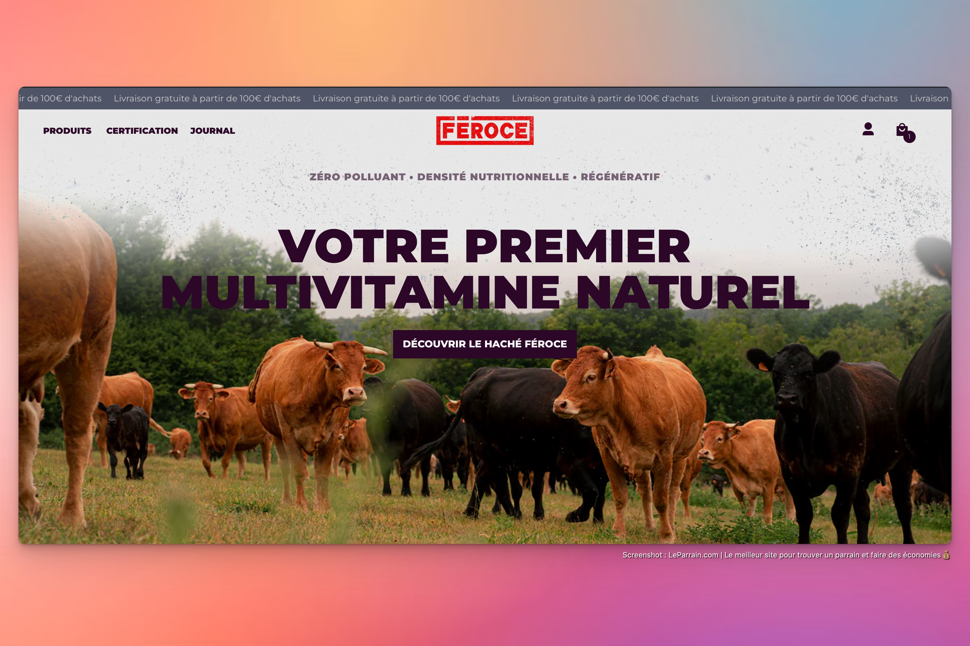 Capture d'écran 1 du programme de parrainage Feroce
