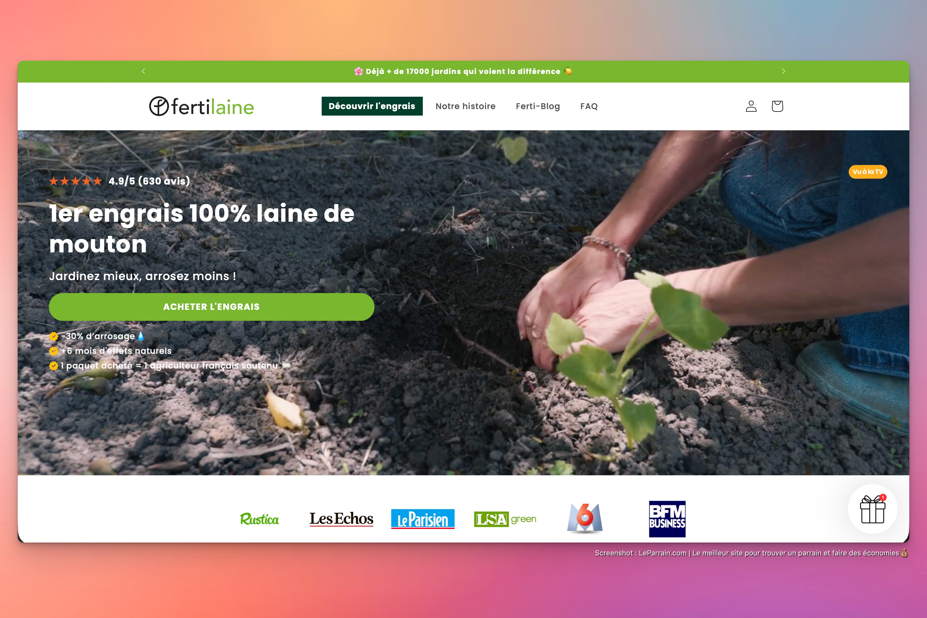 Capture d'écran 2 du programme de parrainage Fertilaine