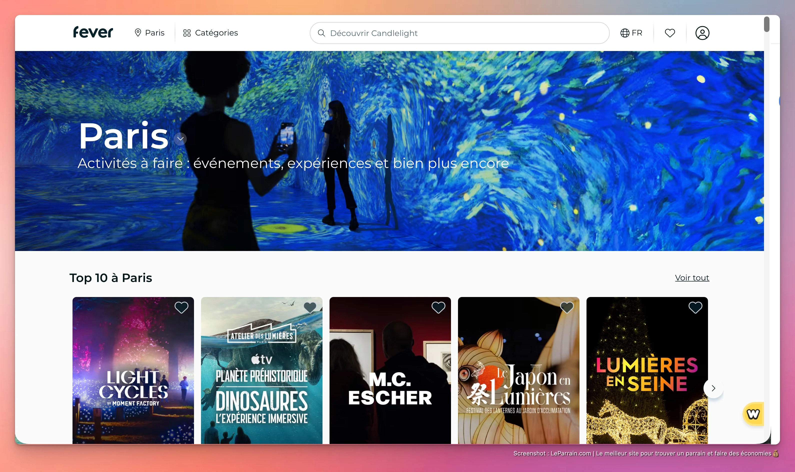 Capture d'écran 2 du programme de parrainage Fever