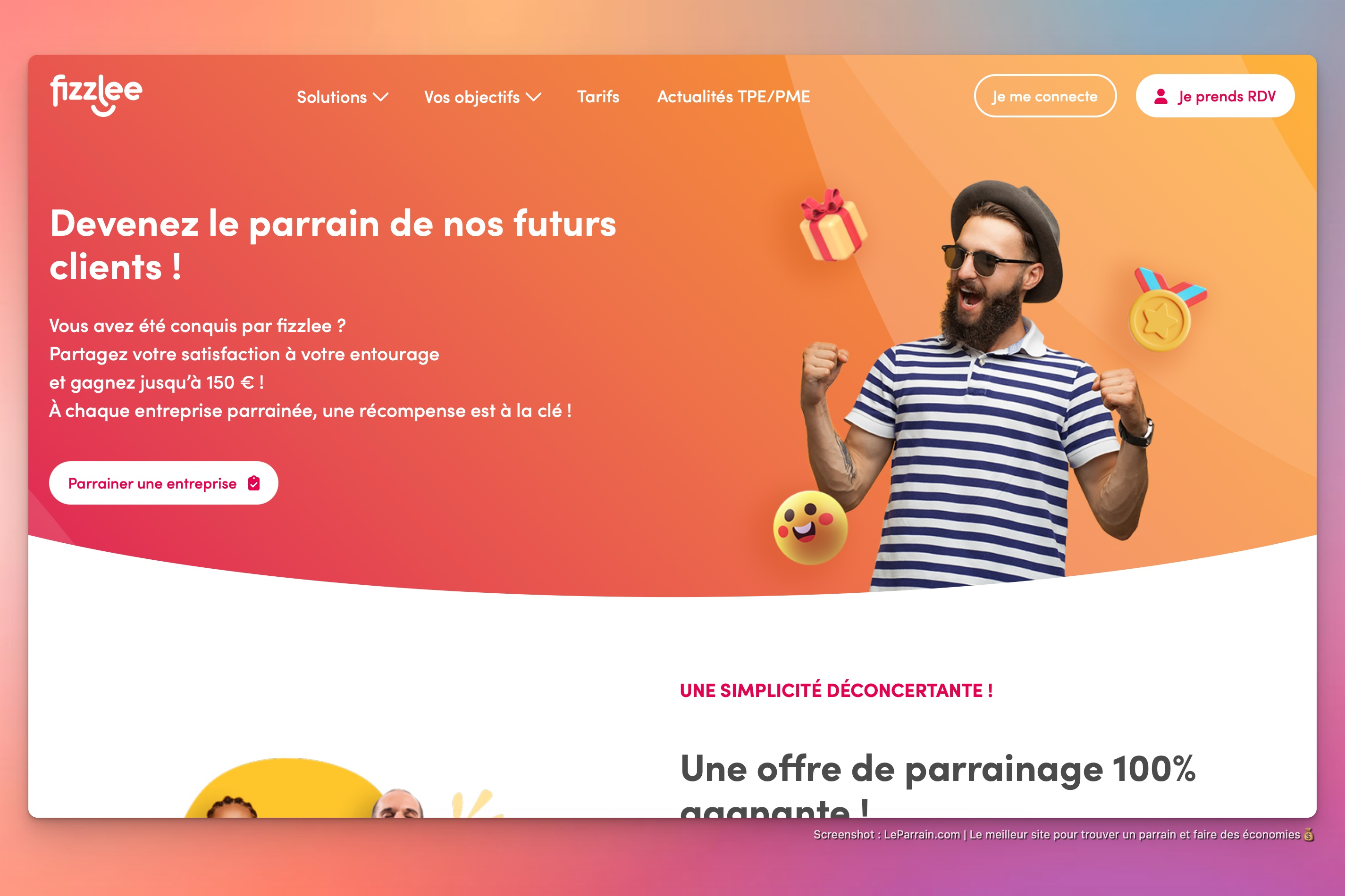 Capture d'écran 1 du programme de parrainage Fizzlee