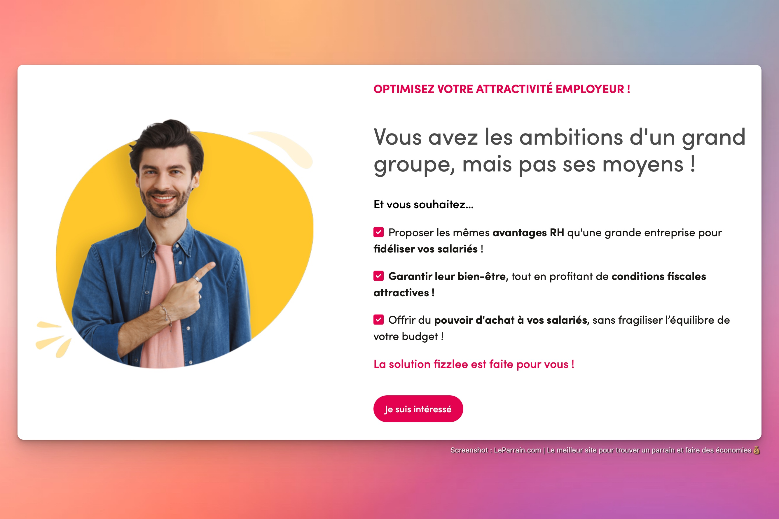 Capture d'écran 3 du programme de parrainage Fizzlee