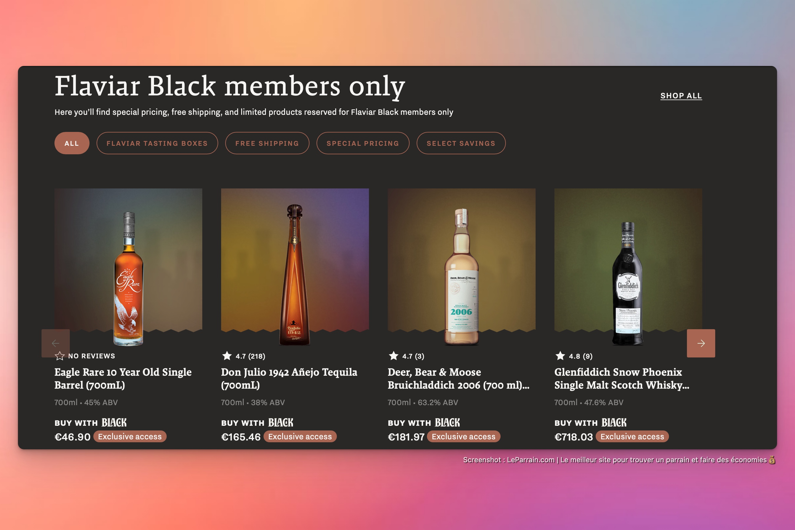 Capture d'écran 3 du programme de parrainage Flaviar