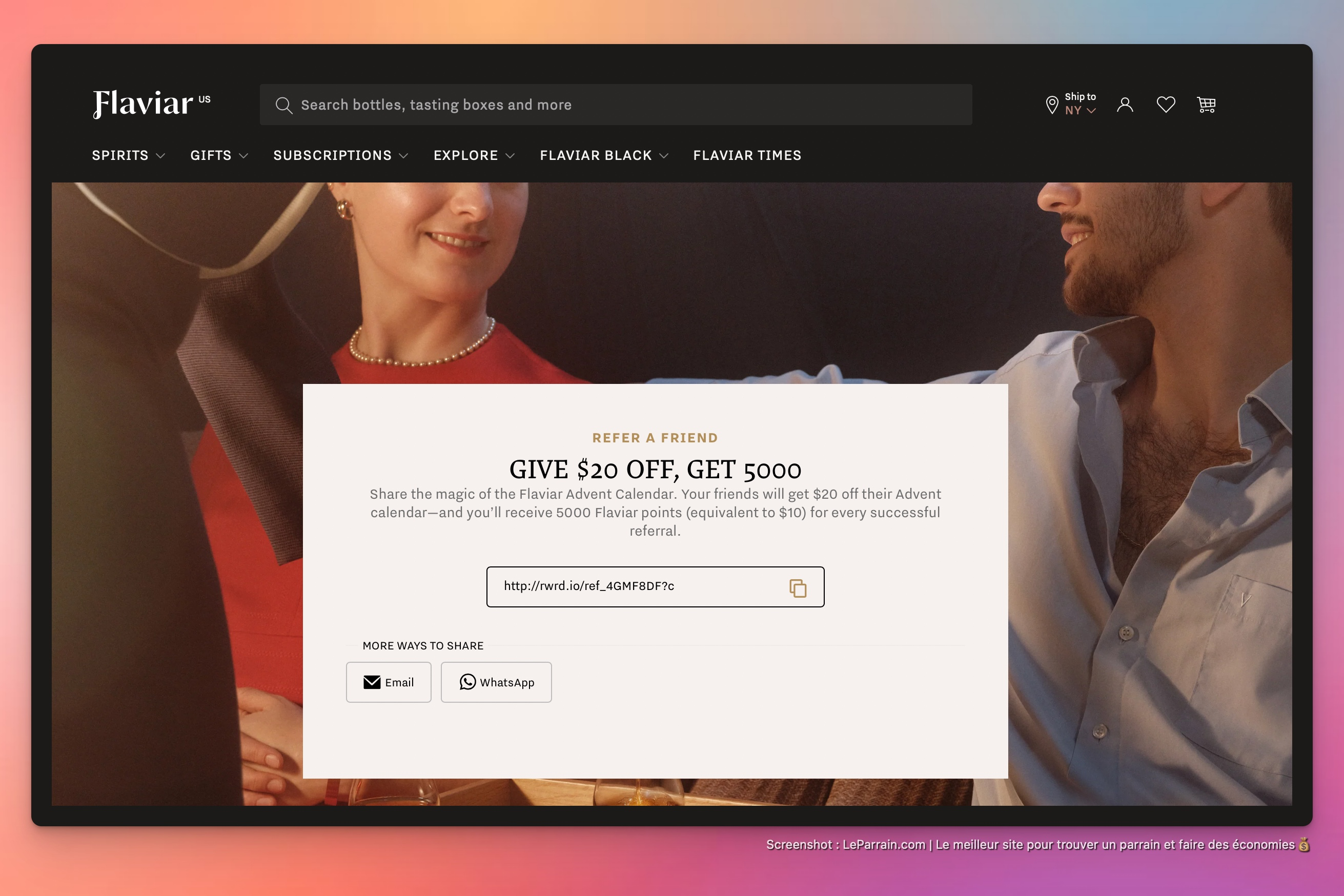Capture d'écran 4 du programme de parrainage Flaviar