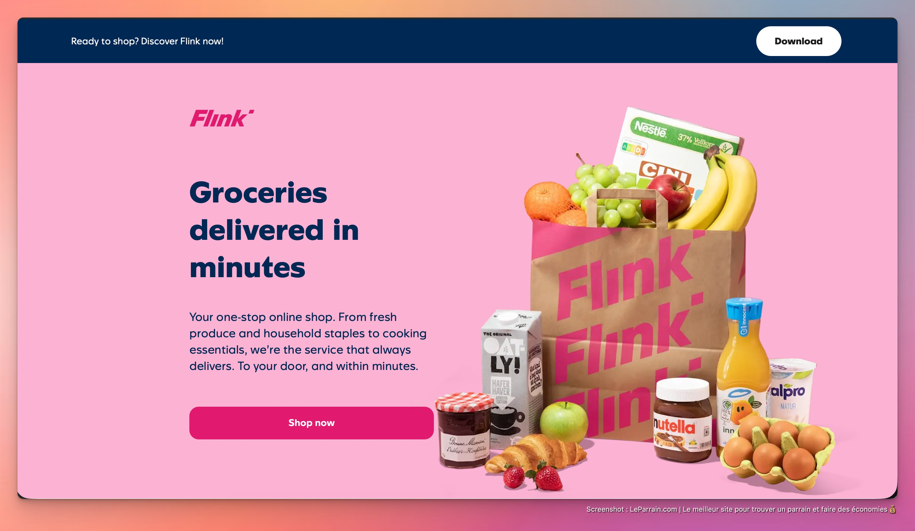 Capture d'écran 1 du programme de parrainage Flink