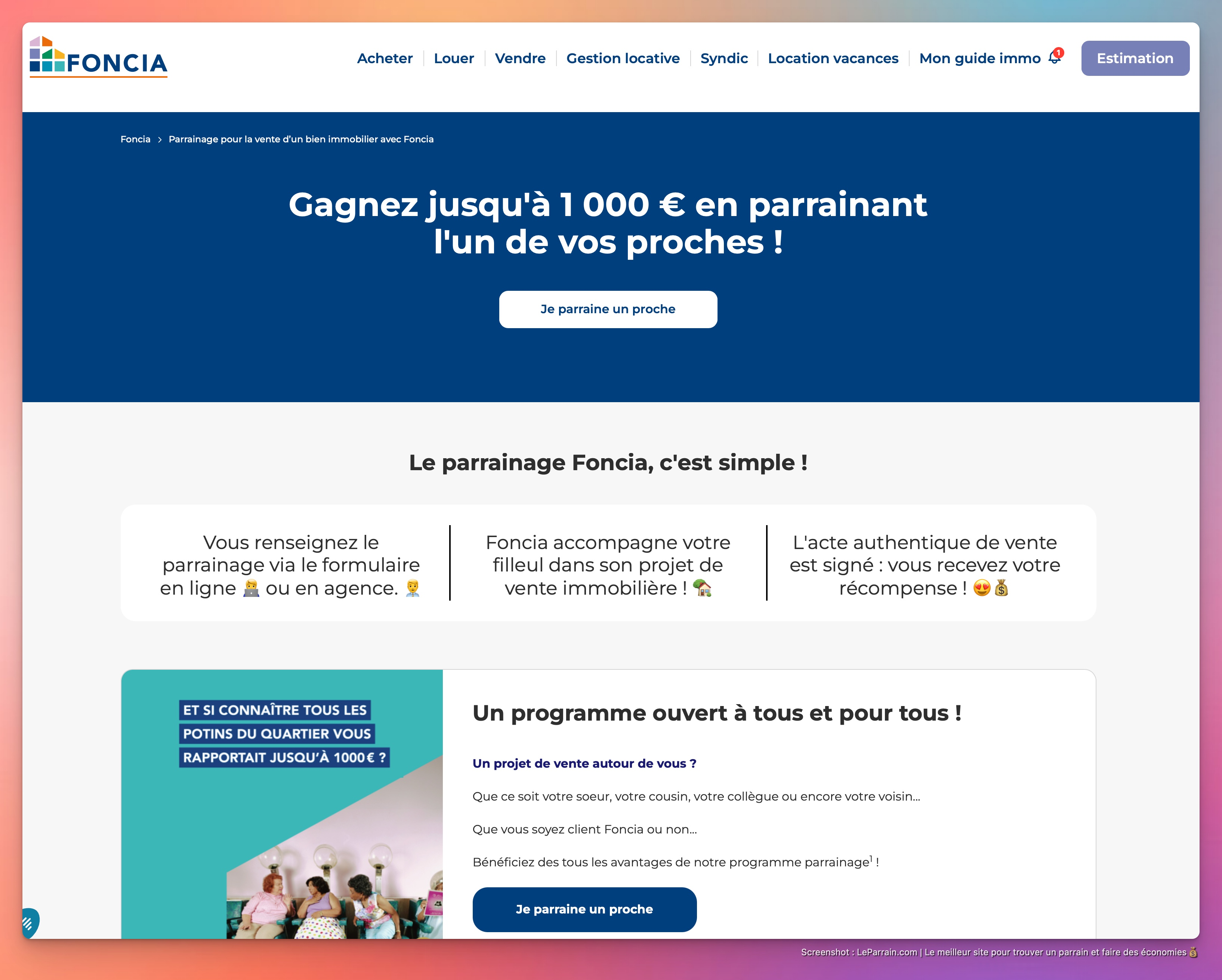 Capture d'écran 2 du programme de parrainage Foncia