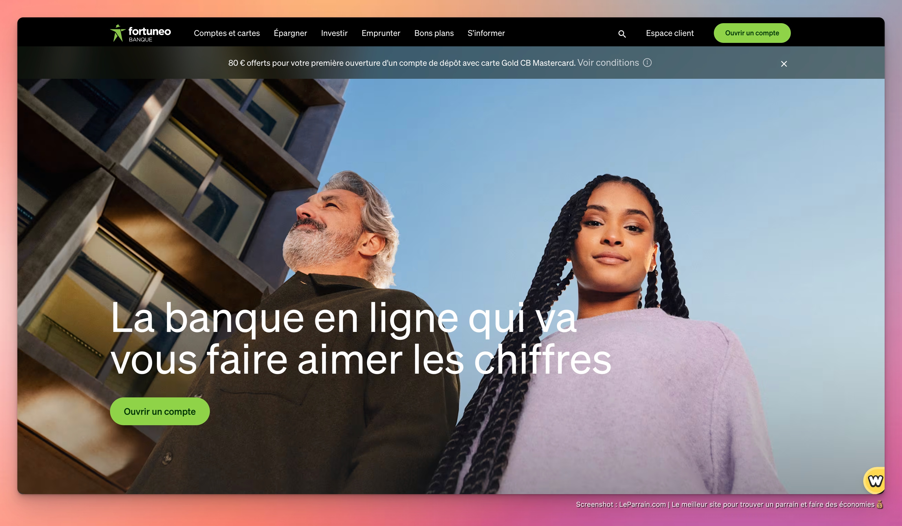 Capture d'écran 1 du programme de parrainage Fortuneo