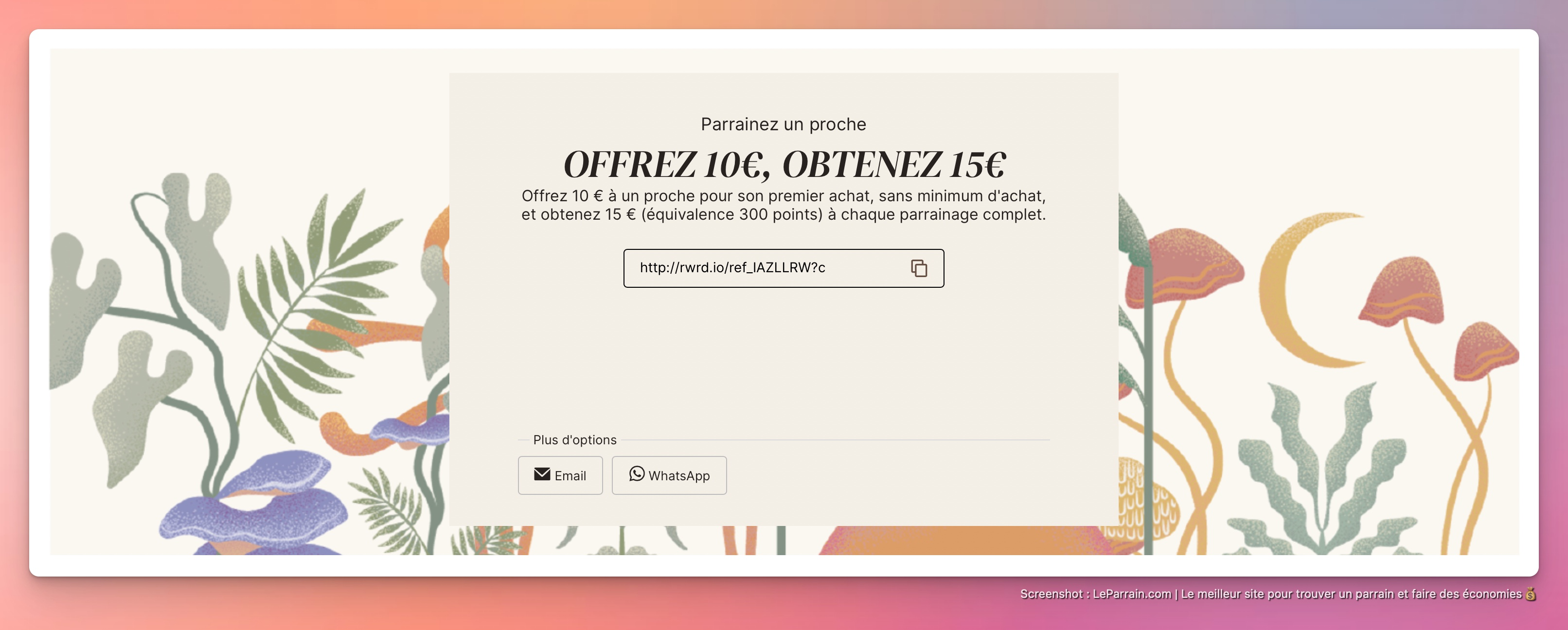 Capture d'écran 1 du programme de parrainage French Mush