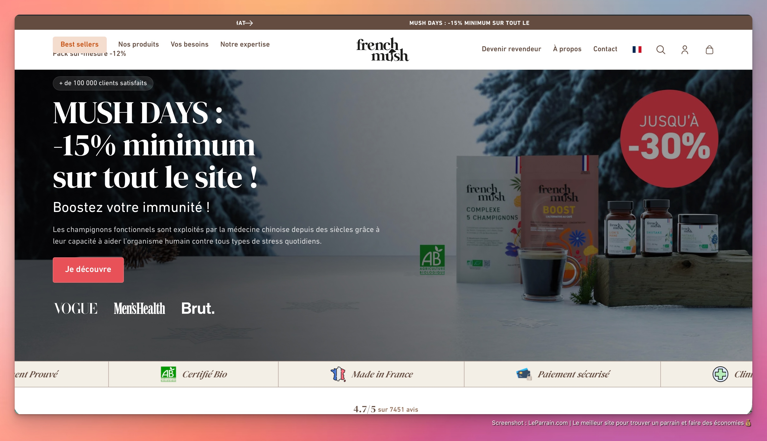 Capture d'écran 4 du programme de parrainage French Mush