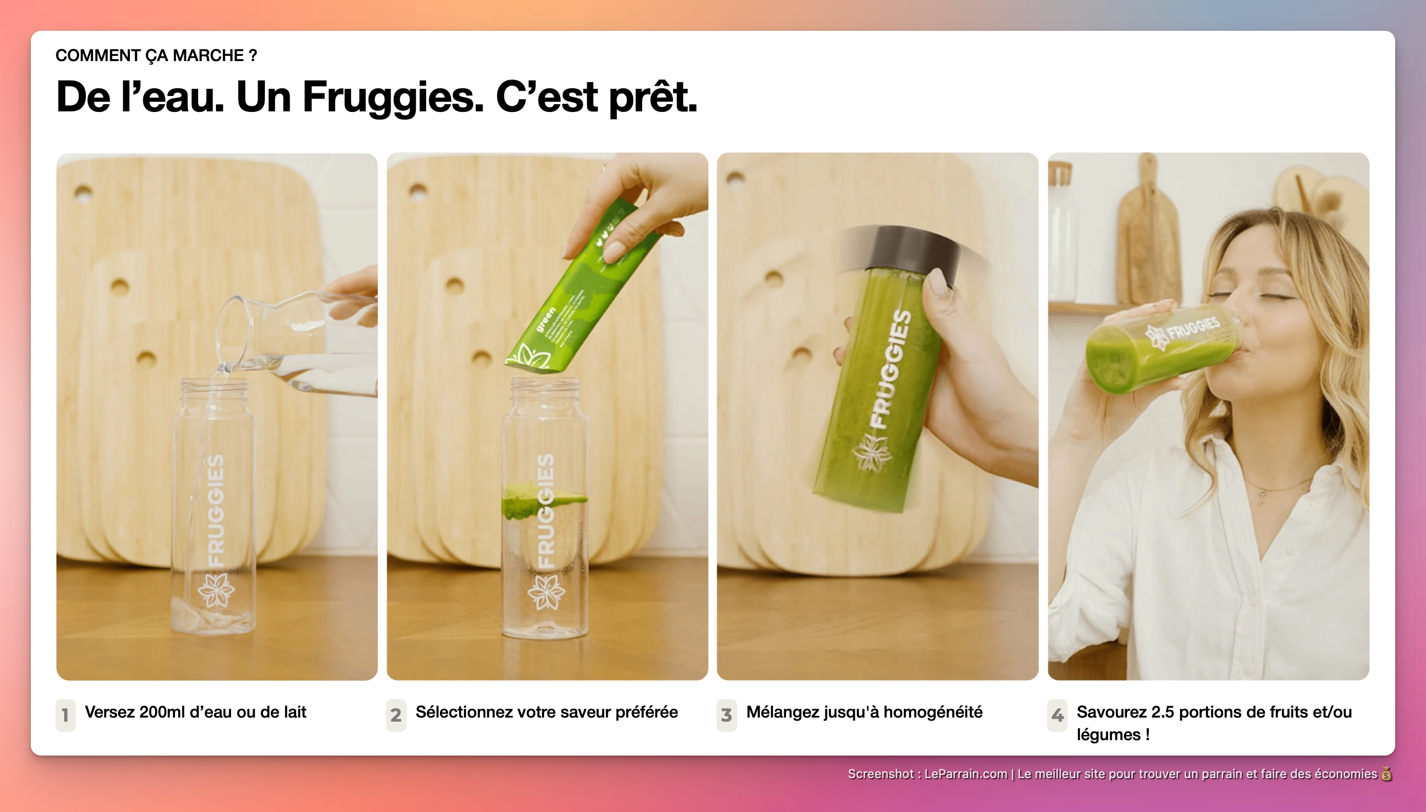 Capture d'écran 4 du programme de parrainage Fruggies